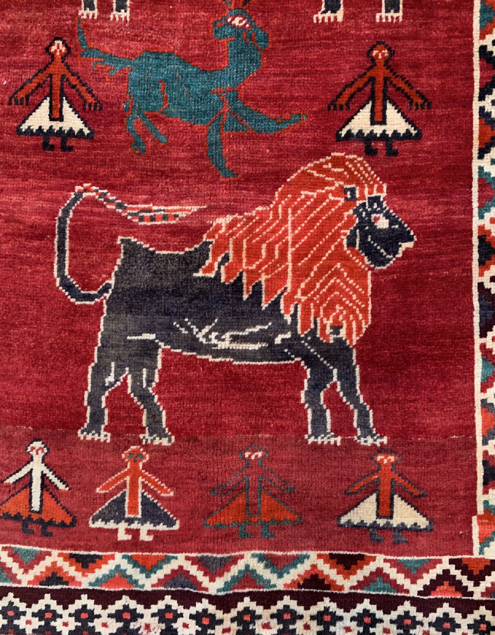 Detail a: Gabbeh alt, Persien, um 1960, Wolle auf Wolle, ca. 177 x 111 cm, verkürzt, EHZ: 2