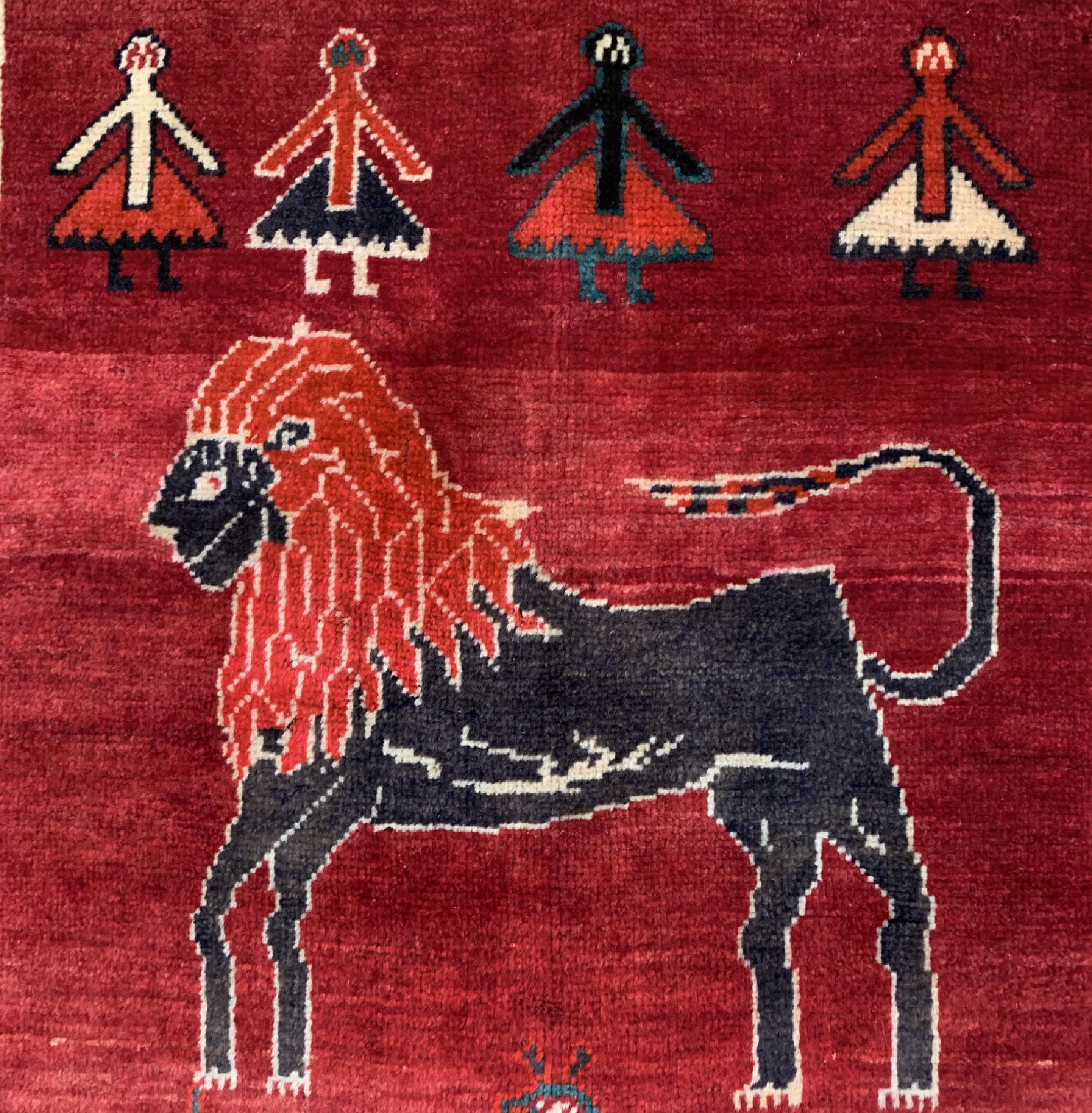 Detail b: Gabbeh alt, Persien, um 1960, Wolle auf Wolle, ca. 177 x 111 cm, verkürzt, EHZ: 2