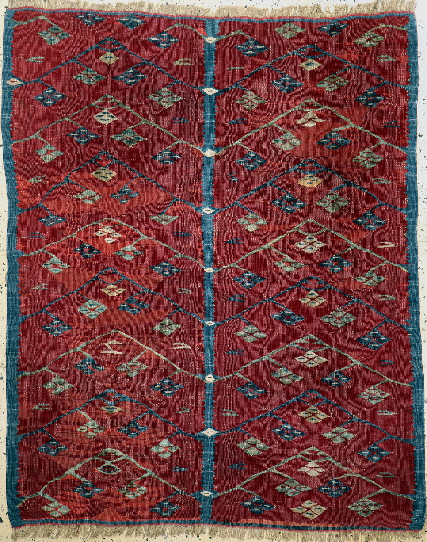 Sarkoy Kelim antik, Türkei, 19.Jhd, Wolle auf Wolle, ca. 148 x 120 cm, EHZ: 2(Alte restaurierungen).