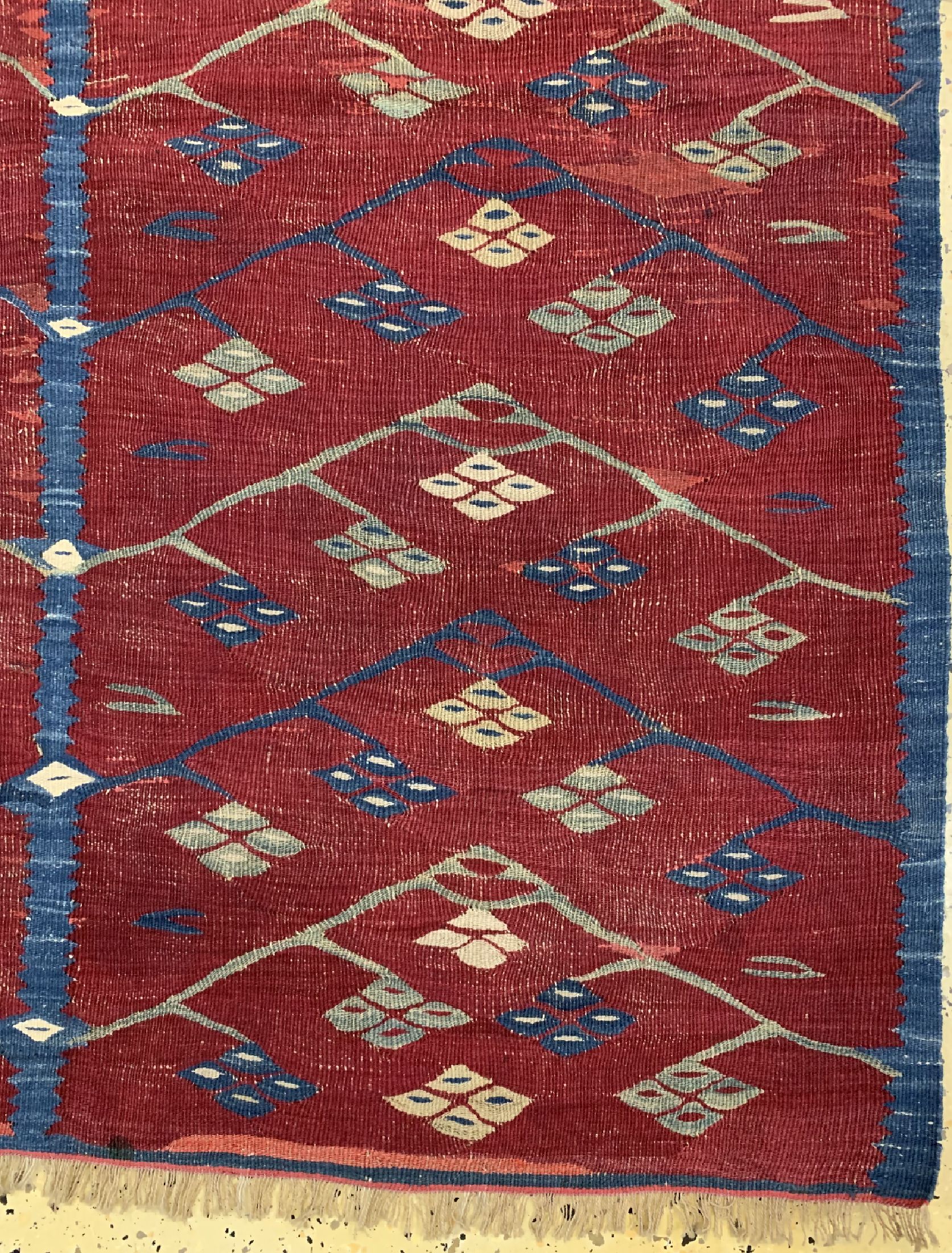 Detail a: Sarkoy Kelim antik, Türkei, 19.Jhd, Wolle auf Wolle, ca. 148 x 120 cm, EHZ: 2(Alte restaurierungen).