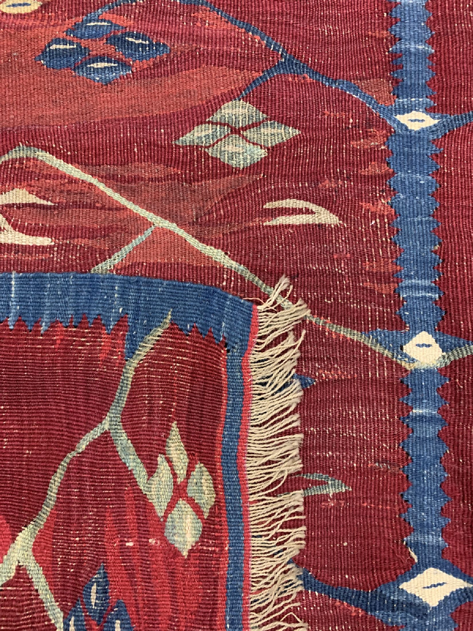Detail e: Sarkoy Kelim antik, Türkei, 19.Jhd, Wolle auf Wolle, ca. 148 x 120 cm, EHZ: 2(Alte restaurierungen).