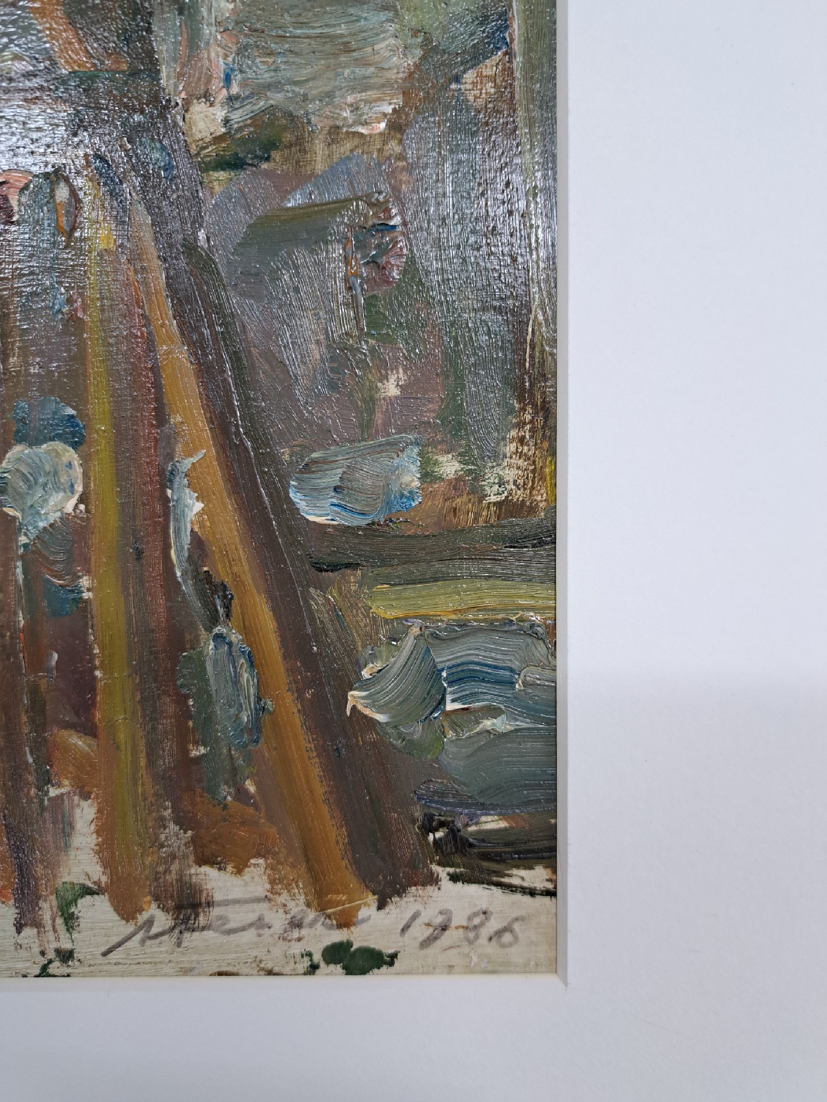Detail a: Albert Feser, 1901-1993, Öl/Hartfaserplatte, um 1986, verso mit Nachlasstempel, betitelt "Im Atelier", 40,5x39cm, PP, 60x50cm Provenienz: ...