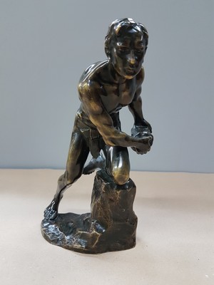 26712064a - Bronze sculpture by Ferdinand Lügerth, 1885 - 1915 Vienna, worker with stone block, signed, height approx. 20cm