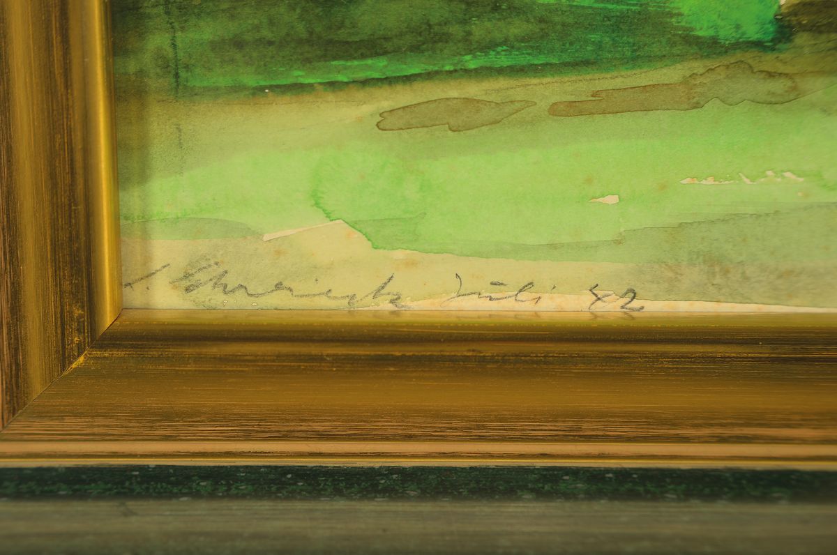 Detail a: Ludwig Schreieck, 1911 St.Martin-1944 München , Aquarell, "Oberreifenberg im Taunus", Blick vom Feldberg auf Schloß Oberreifenberg im ...