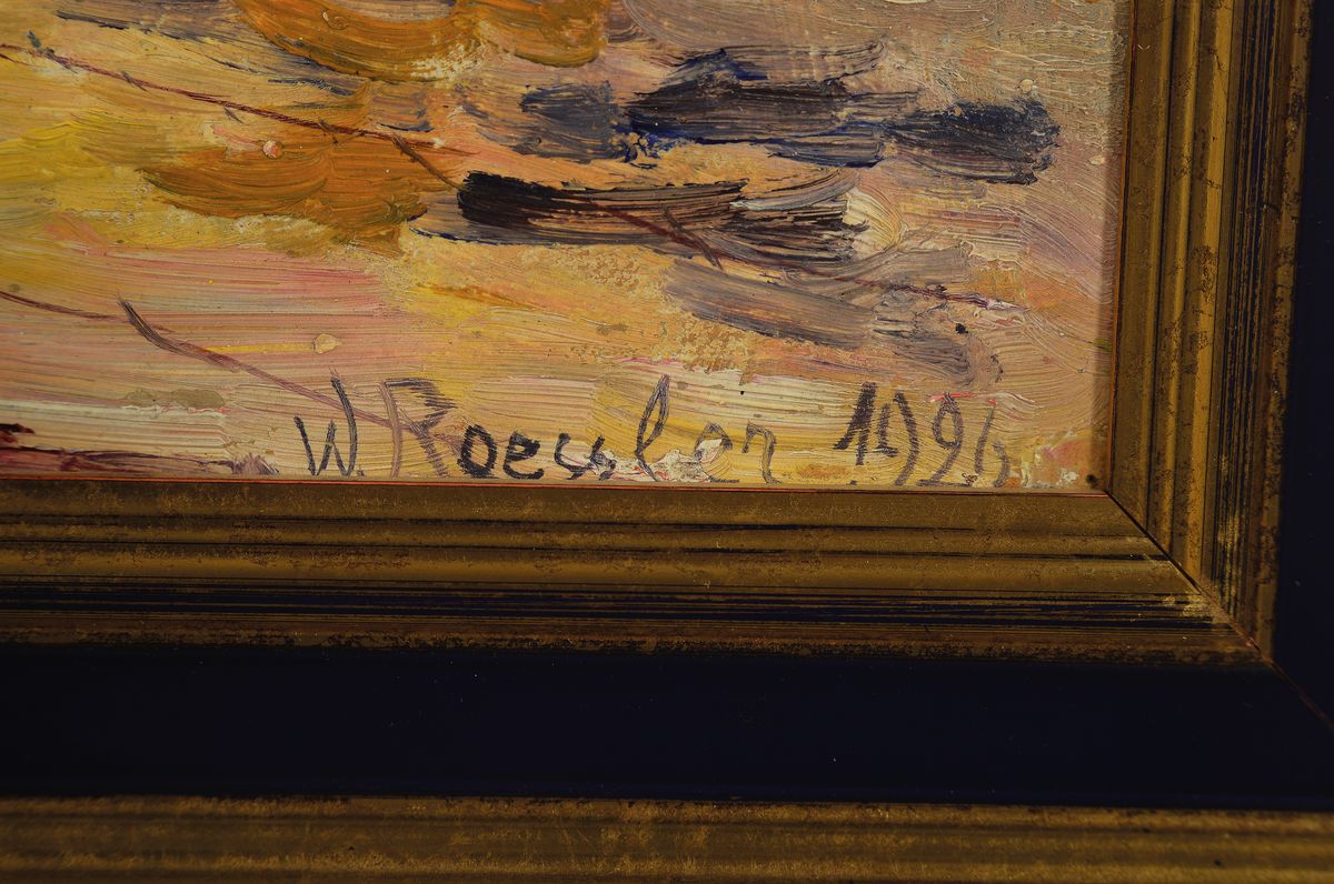 Detail a: Walther Roessler, 1893-1960 München, "Landschaft am Starnberger See", rechts unten signiert und datiert 1926, Öl/Platte, 30x40cm, Rahmen ...