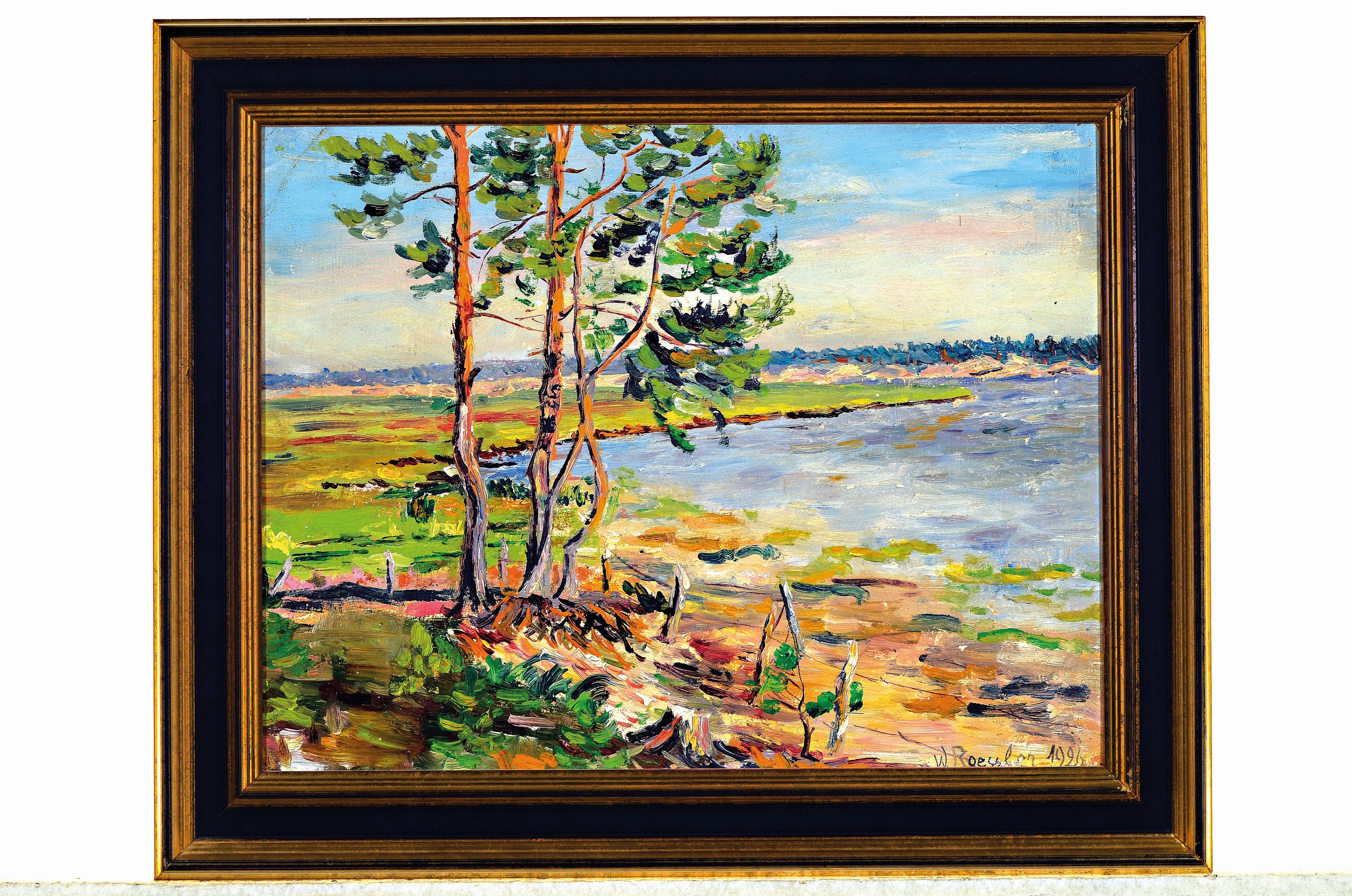 Detail k: Walther Roessler, 1893-1960 München, "Landschaft am Starnberger See", rechts unten signiert und datiert 1926, Öl/Platte, 30x40cm, Rahmen ...