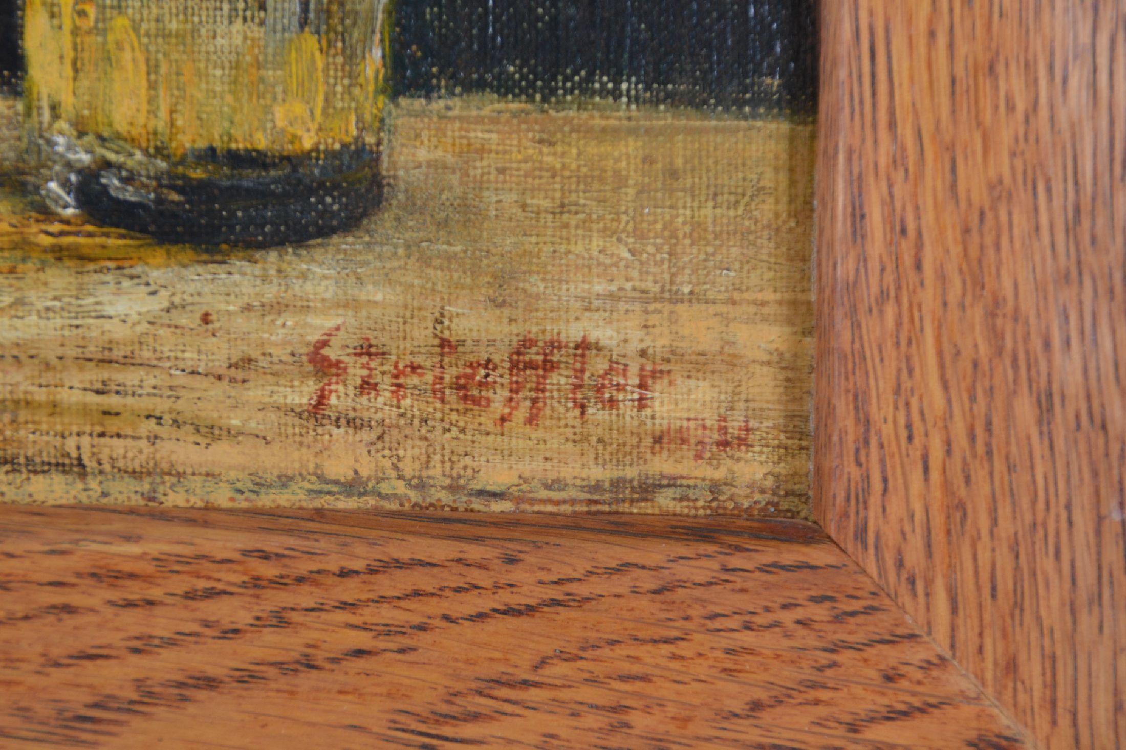 Detail b: Heinrich Strieffler, 1872 Neustadt-1949 Landau, Herrenporträt "Scholler", verso bez."30.März 1915 80 Jahre alt", rechts unten ...