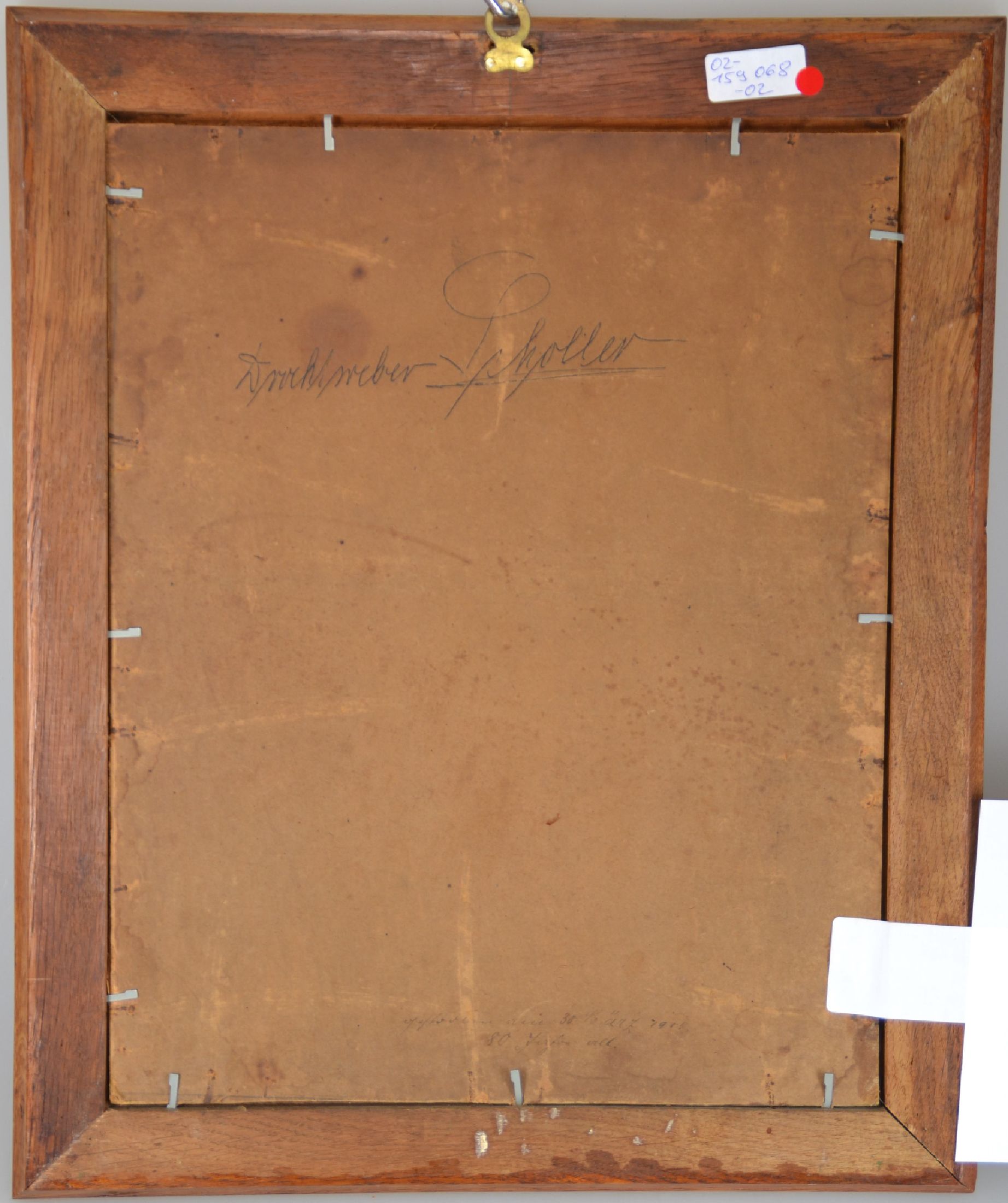 Detail c: Heinrich Strieffler, 1872 Neustadt-1949 Landau, Herrenporträt "Scholler", verso bez."30.März 1915 80 Jahre alt", rechts unten ...