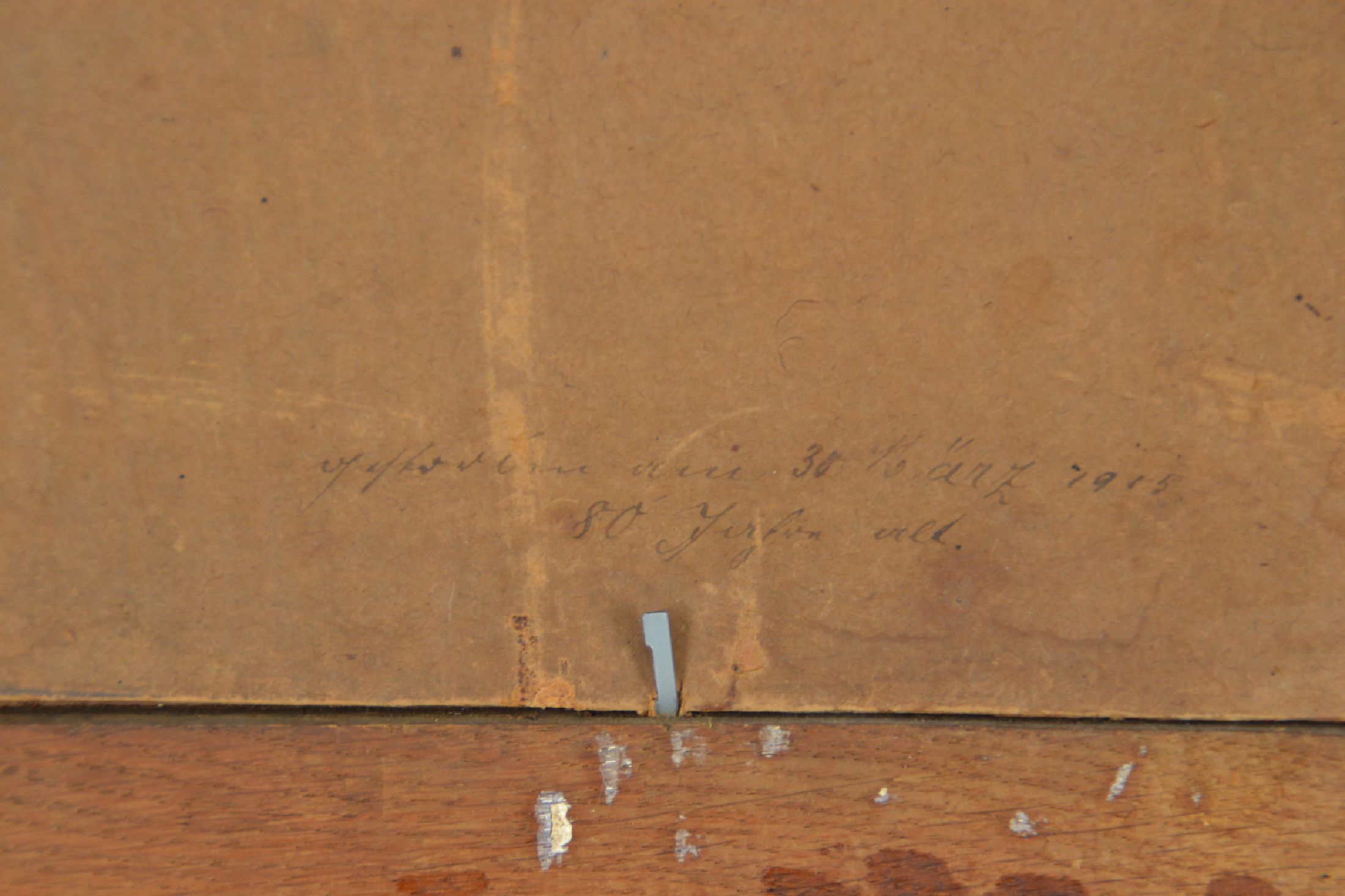 Detail d: Heinrich Strieffler, 1872 Neustadt-1949 Landau, Herrenporträt "Scholler", verso bez."30.März 1915 80 Jahre alt", rechts unten ...