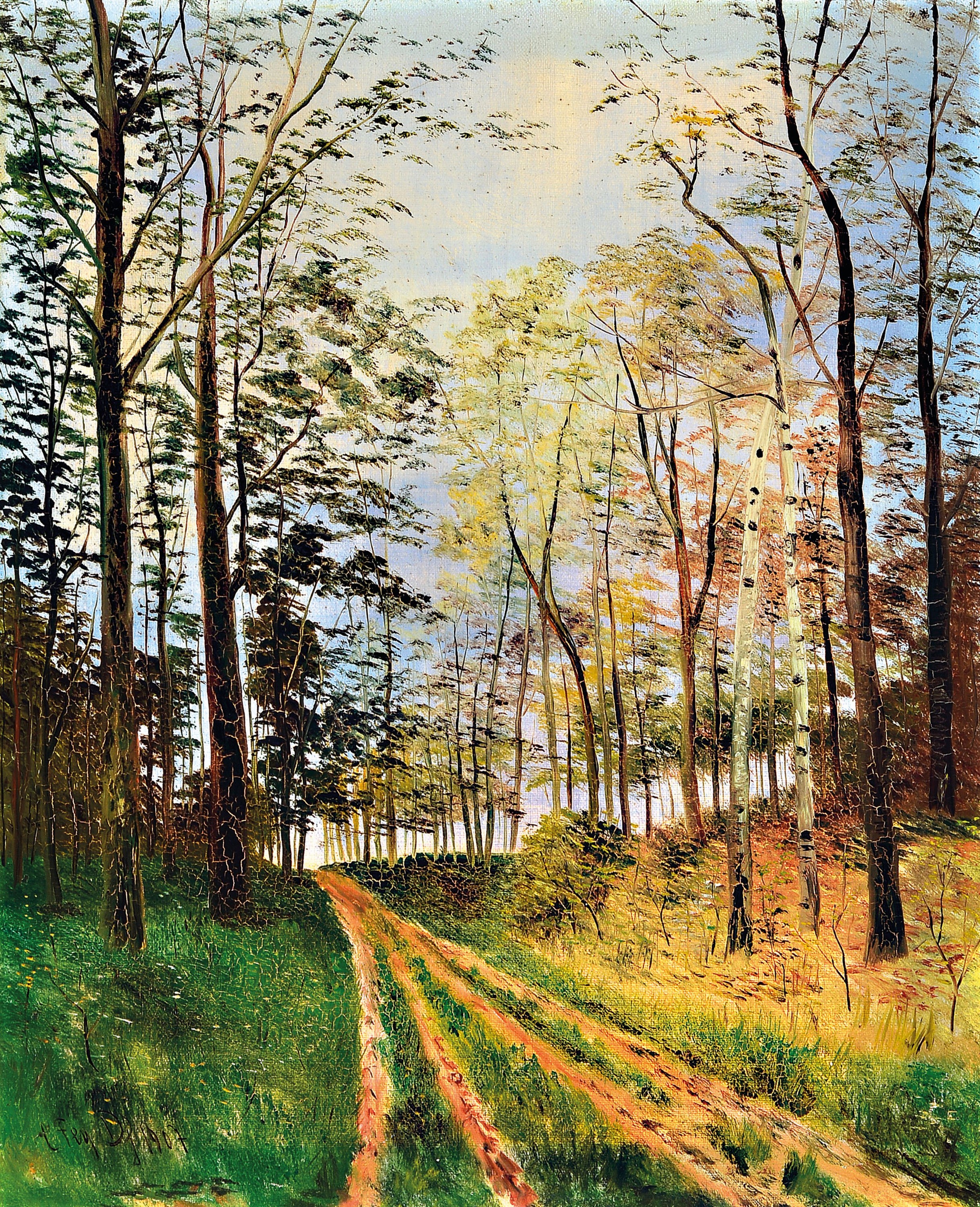 Carl Fey, 1867-1939 Düsseldorf, Baum bestandener Feldweg, Öl/Lwd, links unten signiert, ca. 57x46cm, R. ca. 72x61cm
