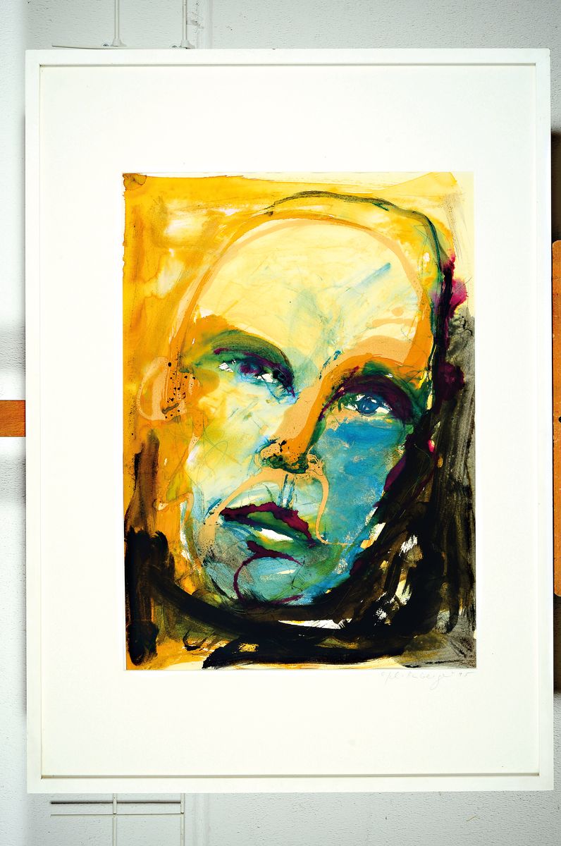 Oliver Schollenberger, geb. 1961 Ludwigshafen/Rhein, 3 Aquarelle auf Papier, 1)CaféPlayer,rechts unten sign. und dat. 93, ca. 69x50cm, PP, u.Gl., R. ...
