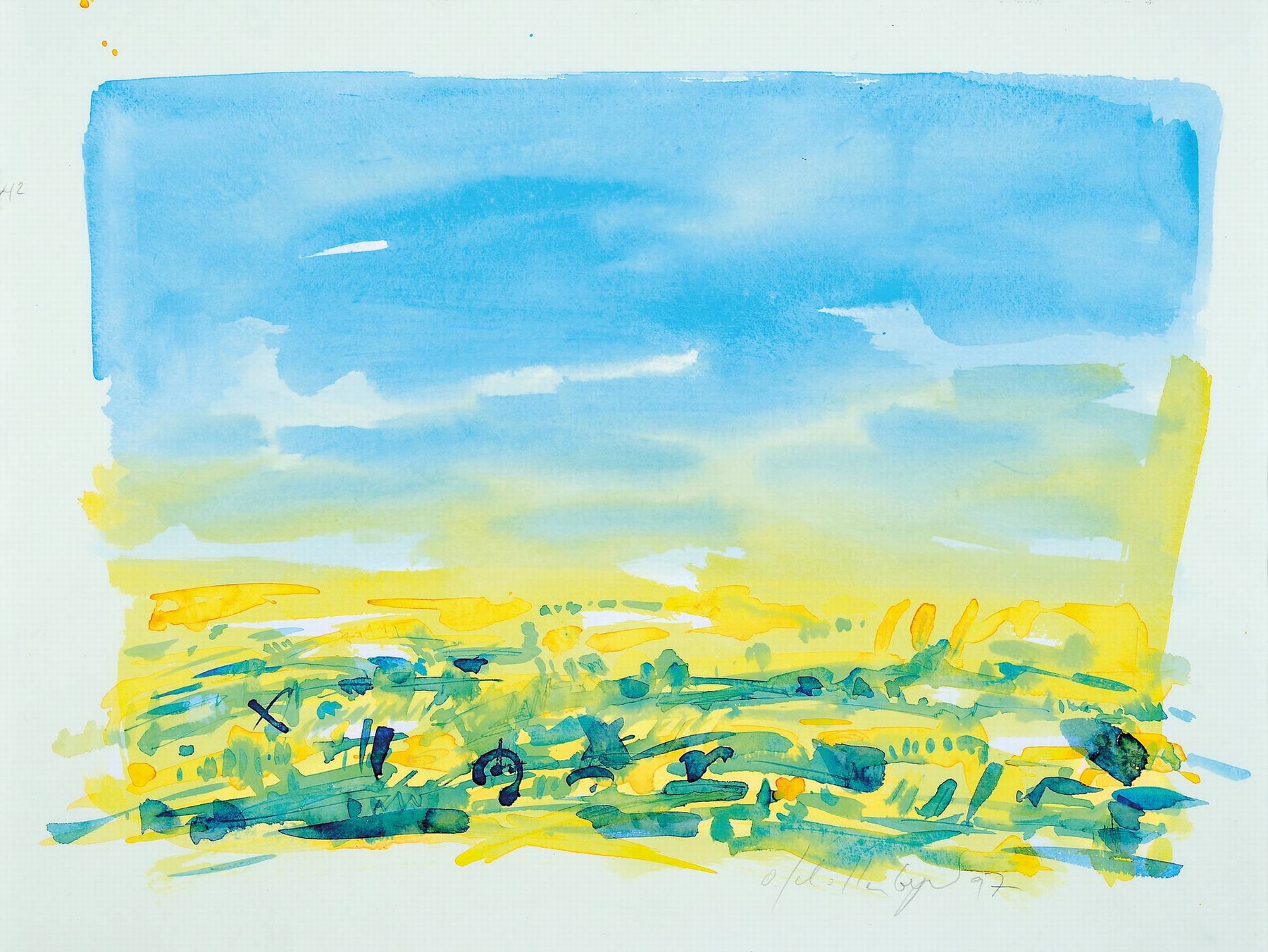Detail c: Oliver Schollenberger, geb. 1961 Ludwigshafen/Rhein, 3 Aquarelle auf Papier, 1)CaféPlayer,rechts unten sign. und dat. 93, ca. 69x50cm, PP, u.Gl., R. ...