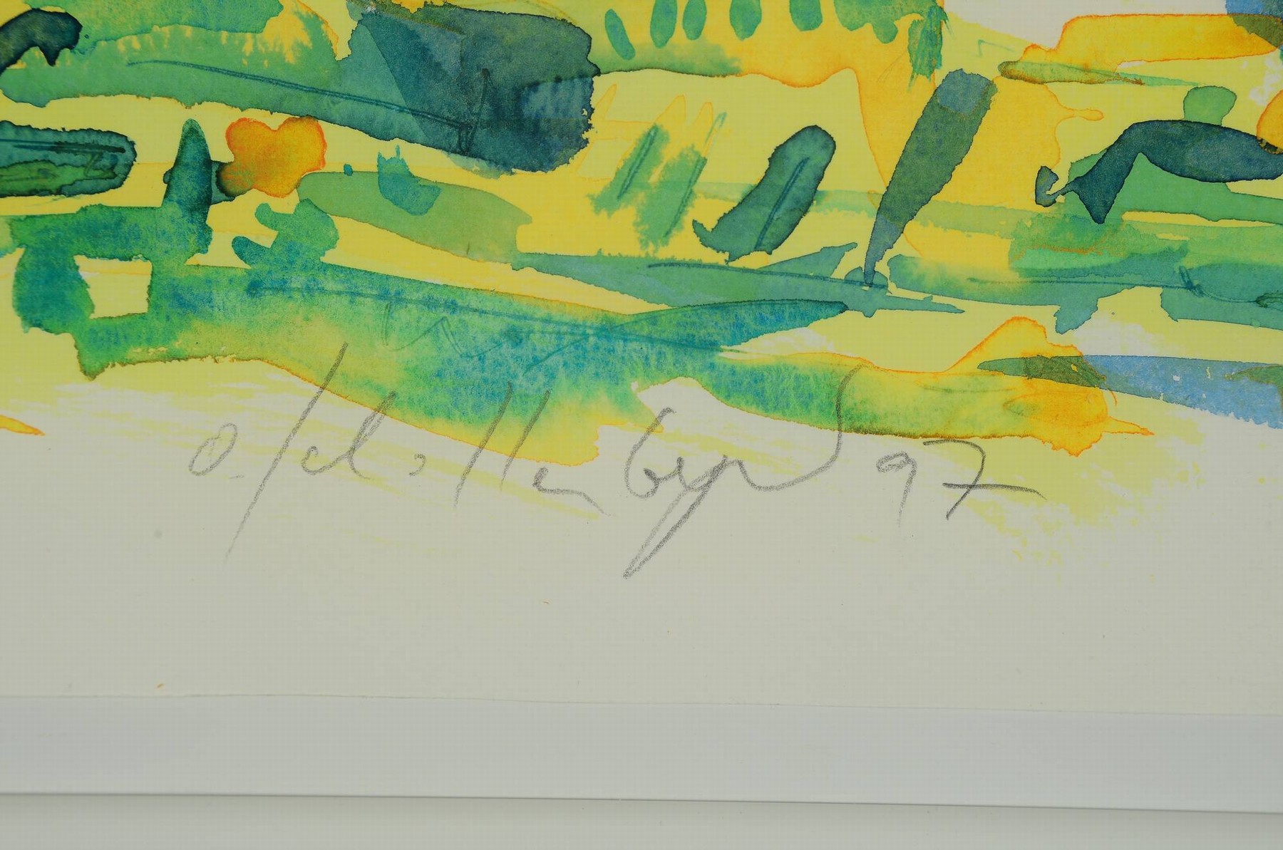 Detail d: Oliver Schollenberger, geb. 1961 Ludwigshafen/Rhein, 3 Aquarelle auf Papier, 1)CaféPlayer,rechts unten sign. und dat. 93, ca. 69x50cm, PP, u.Gl., R. ...