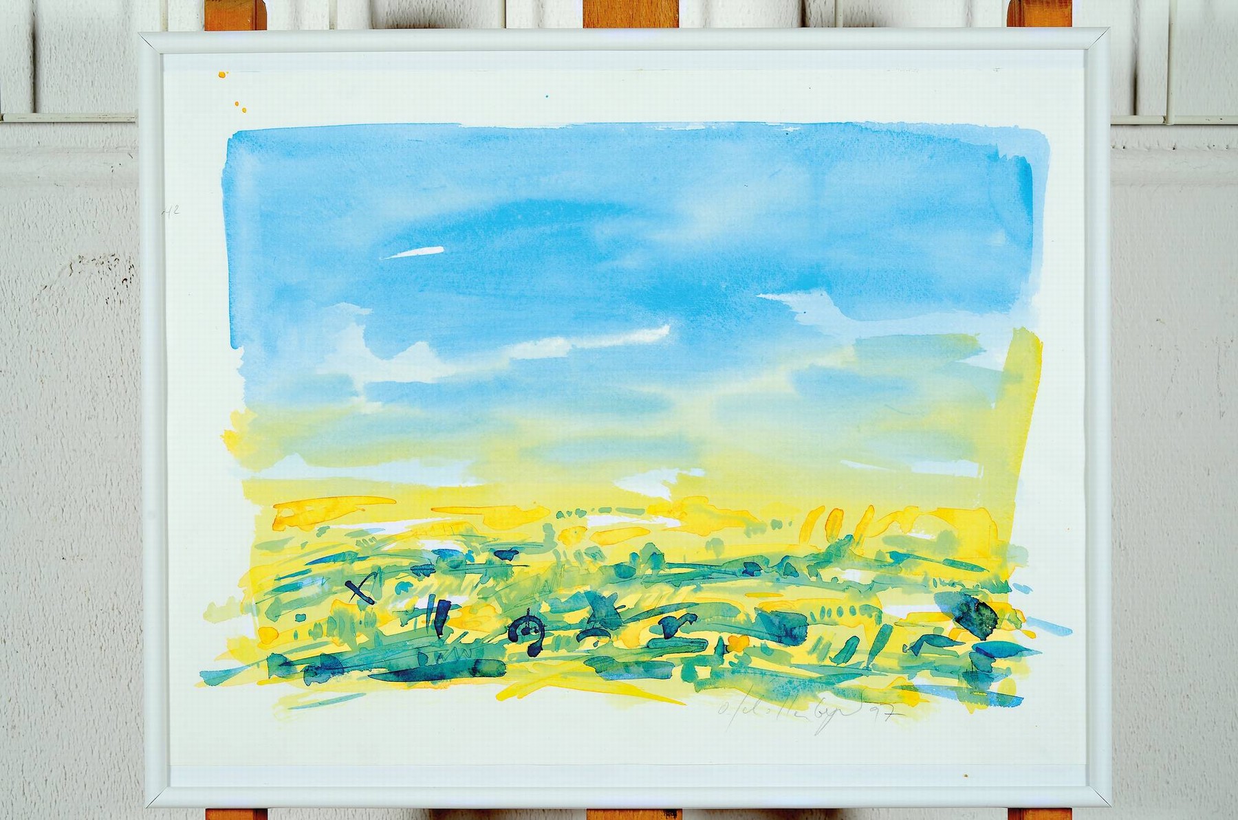 Detail m: Oliver Schollenberger, geb. 1961 Ludwigshafen/Rhein, 3 Aquarelle auf Papier, 1)CaféPlayer,rechts unten sign. und dat. 93, ca. 69x50cm, PP, u.Gl., R. ...