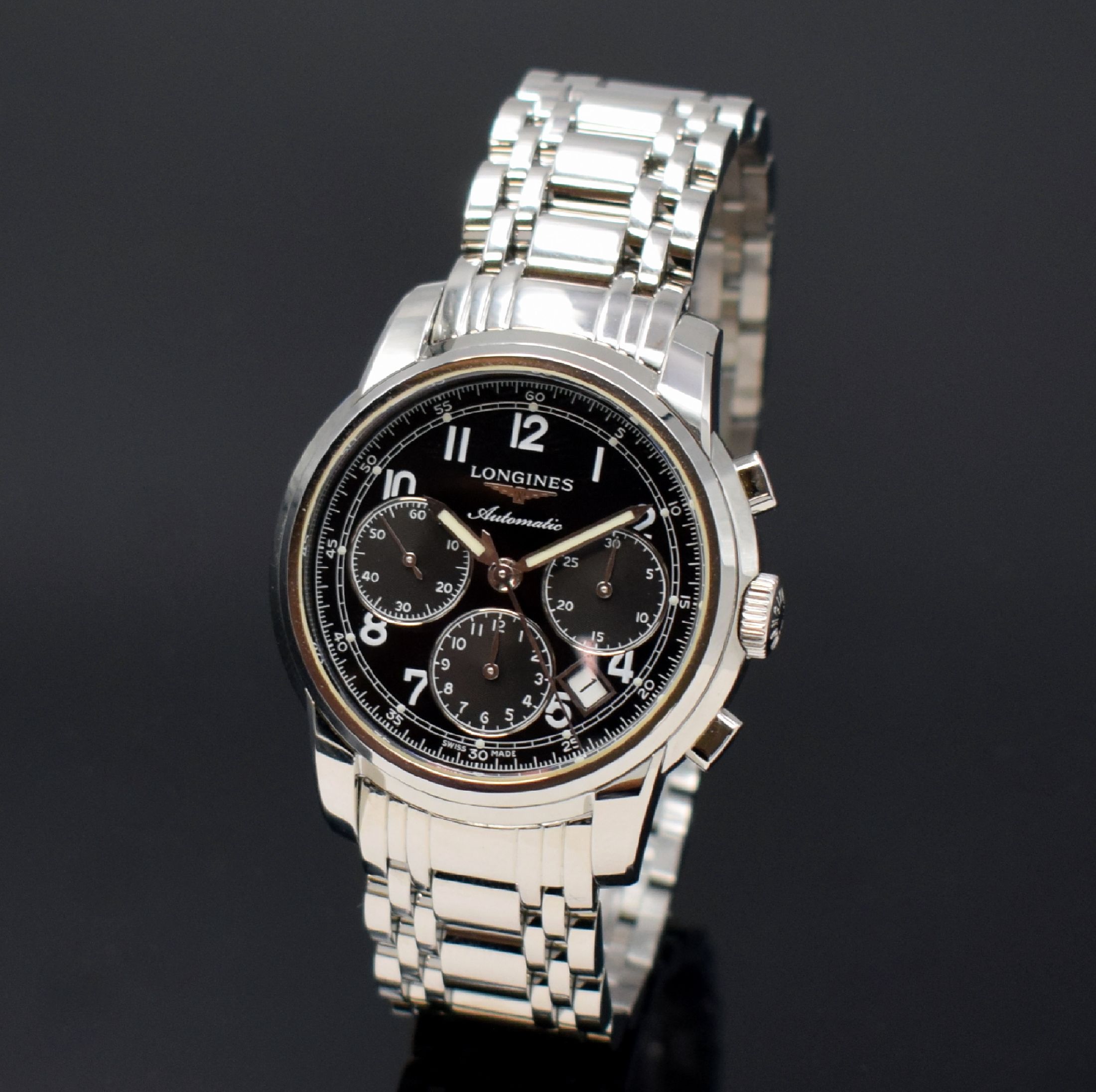 LONGINES Saint-Imier Schaltradchronograph in Stahl Referenz L2.752.4, Schweiz verk. lt. beil. Garantiekarte 08/2018, Automatik, beids. vergl. Geh. ...