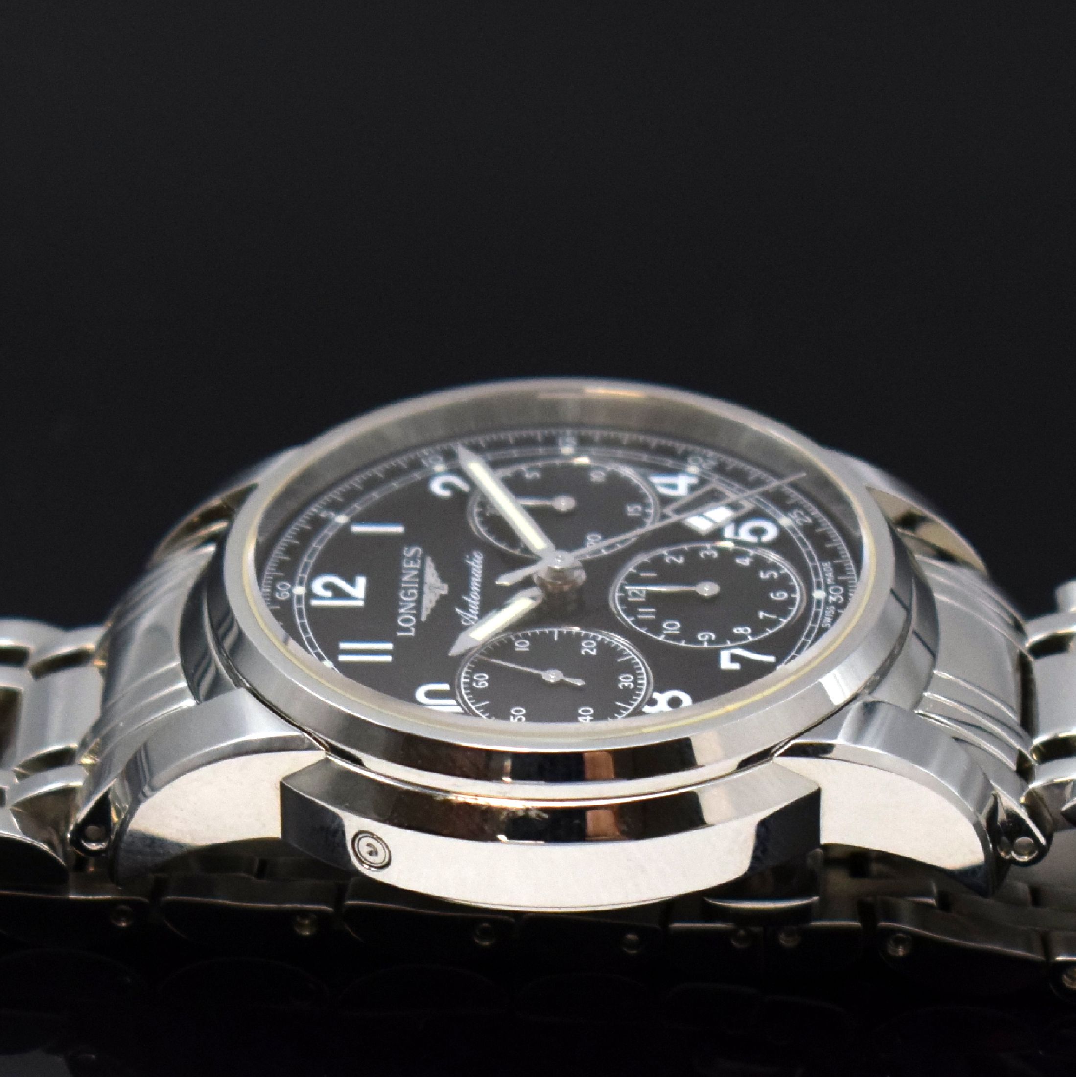 Detail b: LONGINES Saint-Imier Schaltradchronograph in Stahl Referenz L2.752.4, Schweiz verk. lt. beil. Garantiekarte 08/2018, Automatik, beids. vergl. Geh. ...