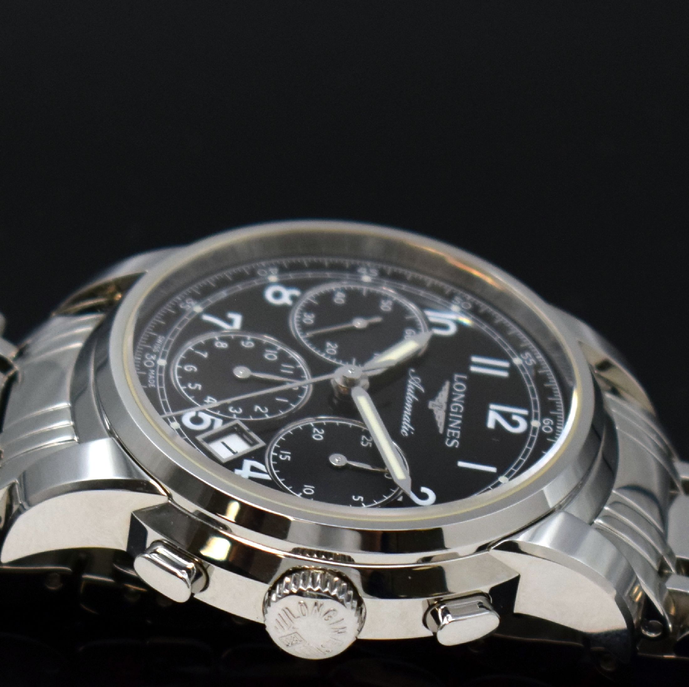 Detail c: LONGINES Saint-Imier Schaltradchronograph in Stahl Referenz L2.752.4, Schweiz verk. lt. beil. Garantiekarte 08/2018, Automatik, beids. vergl. Geh. ...