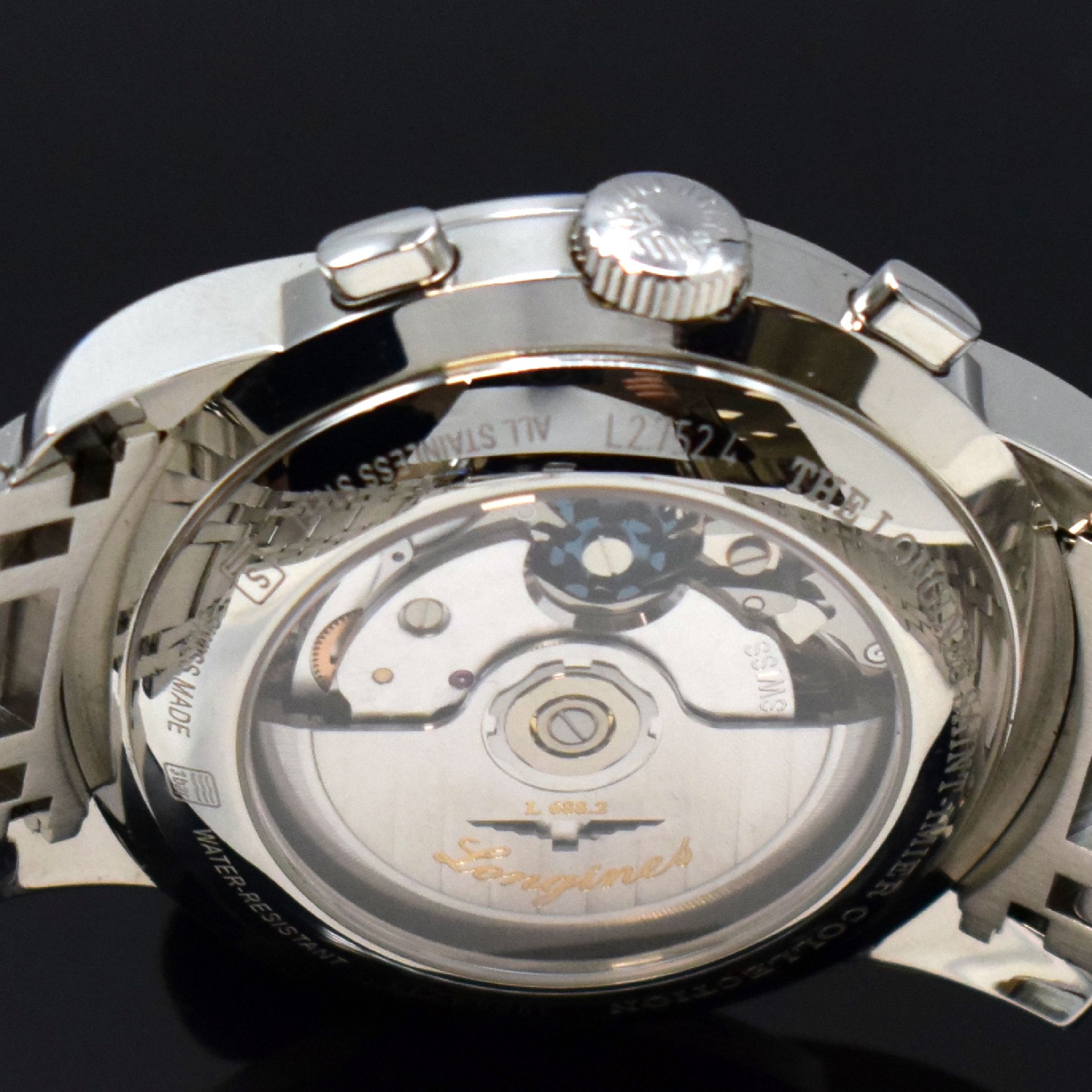 Detail d: LONGINES Saint-Imier Schaltradchronograph in Stahl Referenz L2.752.4, Schweiz verk. lt. beil. Garantiekarte 08/2018, Automatik, beids. vergl. Geh. ...
