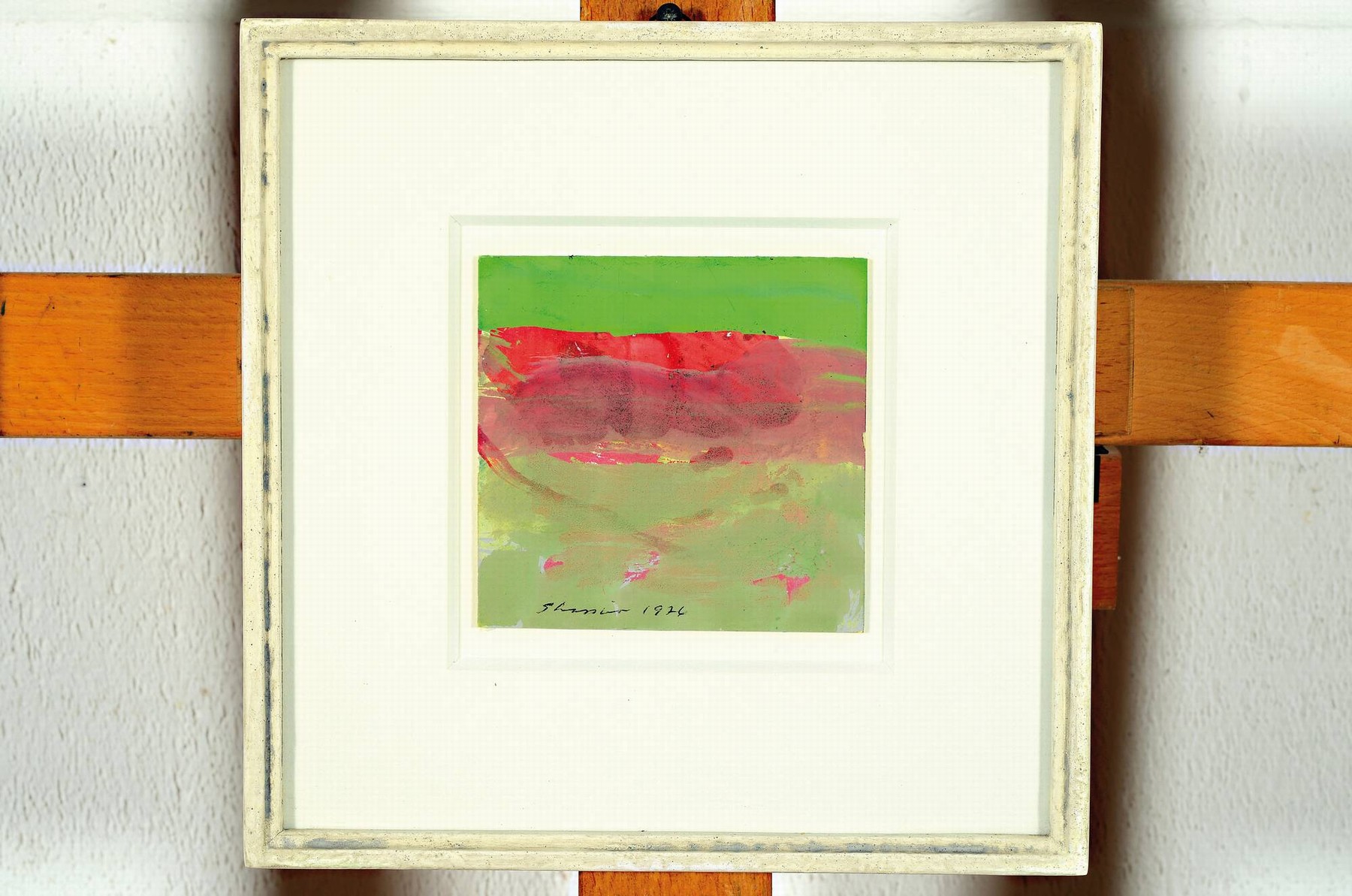 Detail m: Shmuel Shapiro, 1924 New Britain - 1983, vier Gouachen/Mischtechnik, je signiert, datiert 1972,74,76, ca. 10 x 10 cm, unter Glas, Rahmen