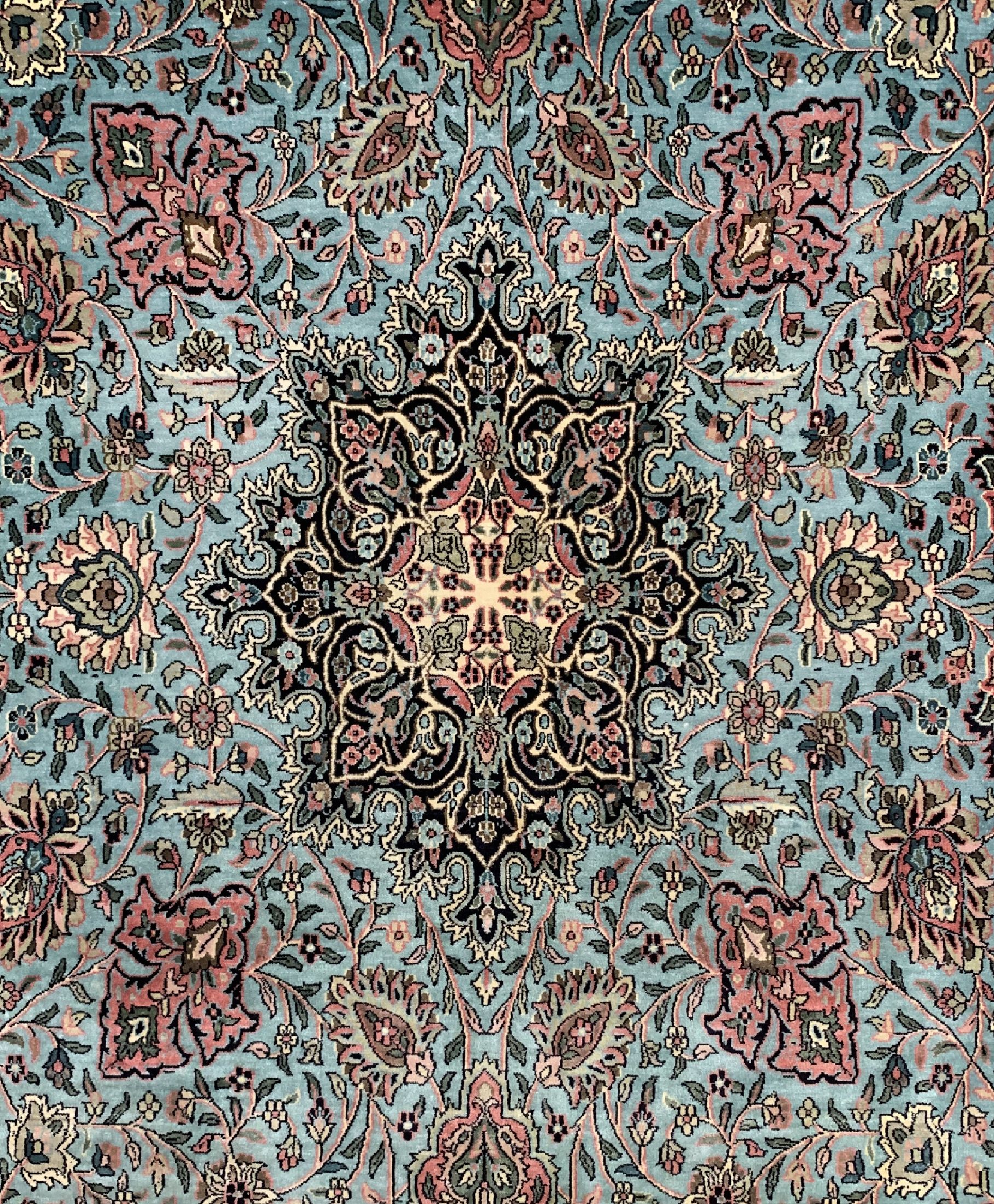 Detail c: Kaschmir Seide fein, Pakistan, ca. 40 Jahre, reine Naturseide, ca. 184 x 120 cm, ca.800.000 Kn/qm, EHZ: 1-2