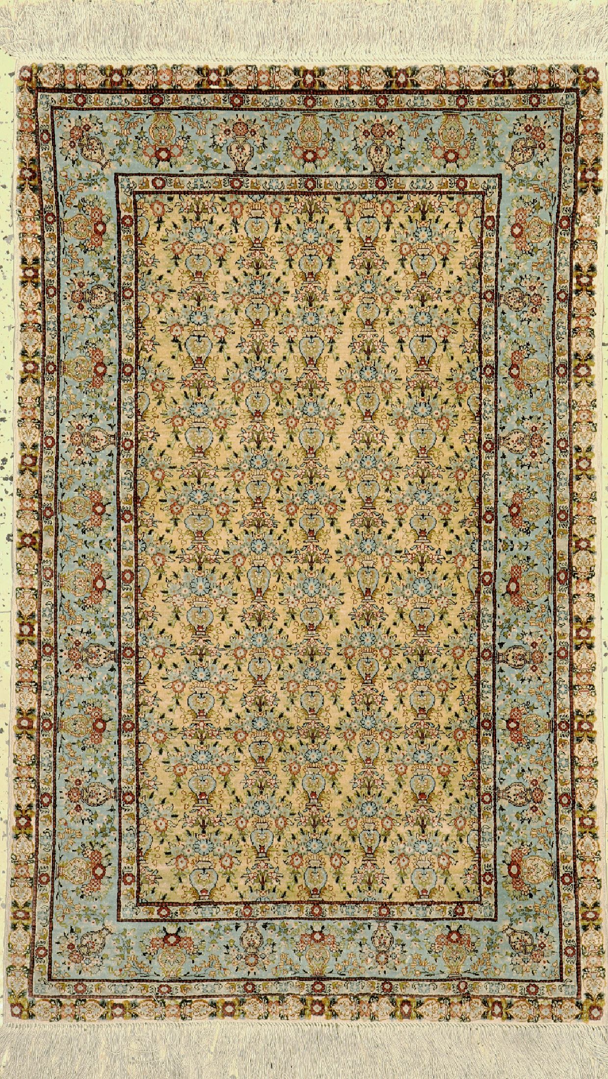 Hereke Seide fein, China, ca. 40 Jahre, reine Naturseide, ca. 125 x 78 cm, ca. 1,0 Mio. Kn/qm, EHZ: 1-2