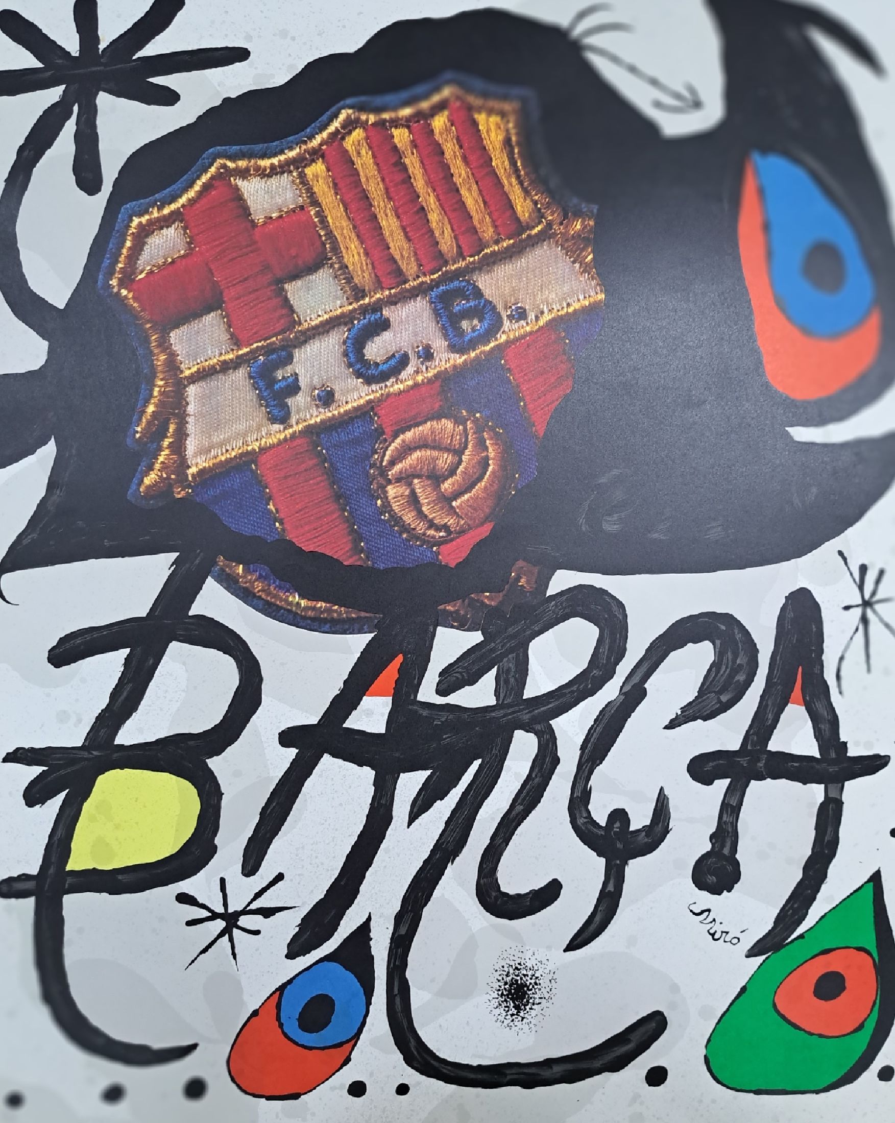Joan Miro, 1893 Barcelona - 1983 Palma, Barca, Farblithographie zum 75sten Geburtstag des FC Barcelona, Ed. 1429/1500, im Druck signiert, Ränder ...