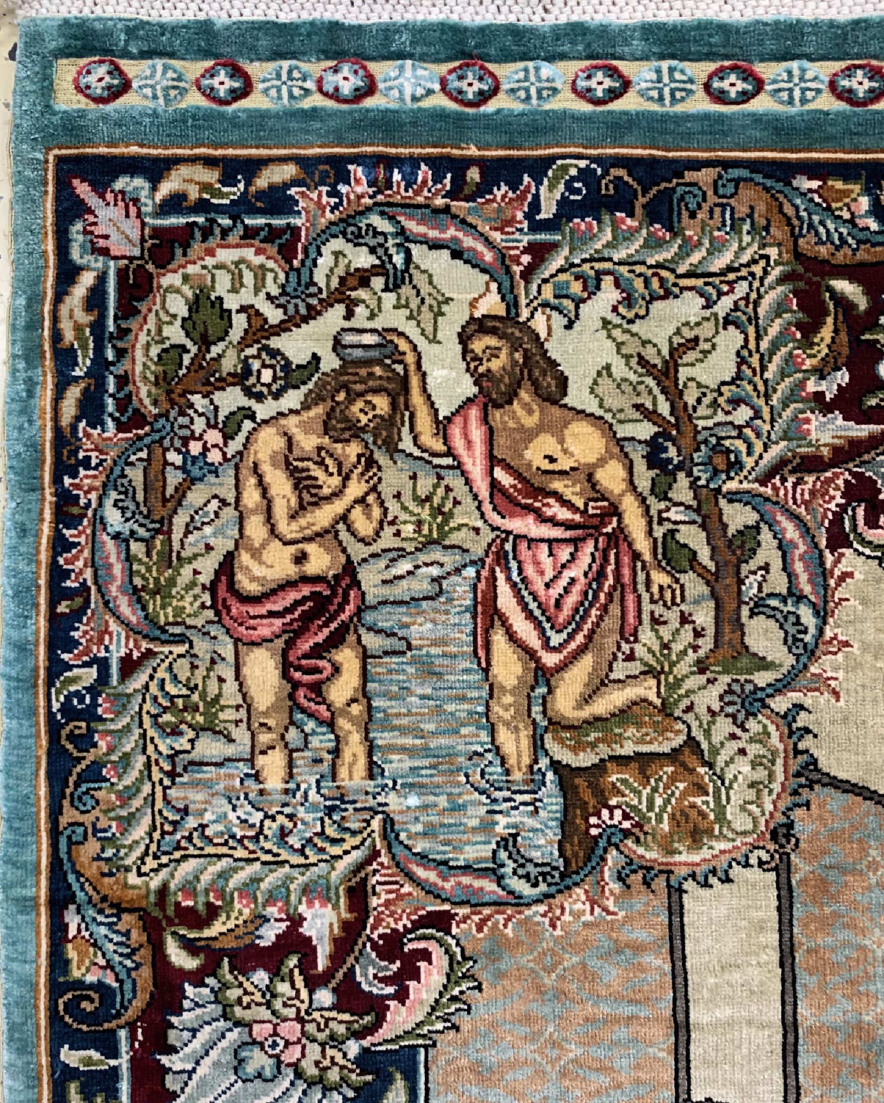 Detail d: Istanbul Seide signiert Türkei, "Das letzteAbendmahl", um 1960, reine Naturseide, ca. 120x 84 cm, EHZ: 1