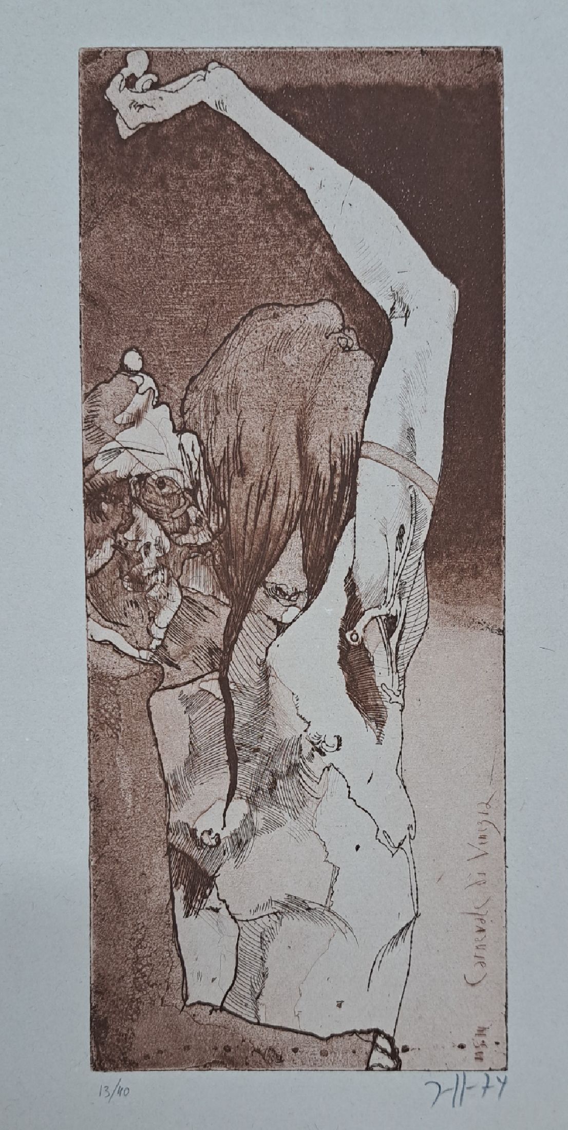 Detail a: Horst Janssen, 1929-1995, 4 Radierungen: "Carneval di Venezia" Ed. 13/40, "Blumenstück -Gladiole mit Insekt" 13/45, Bildnis ...