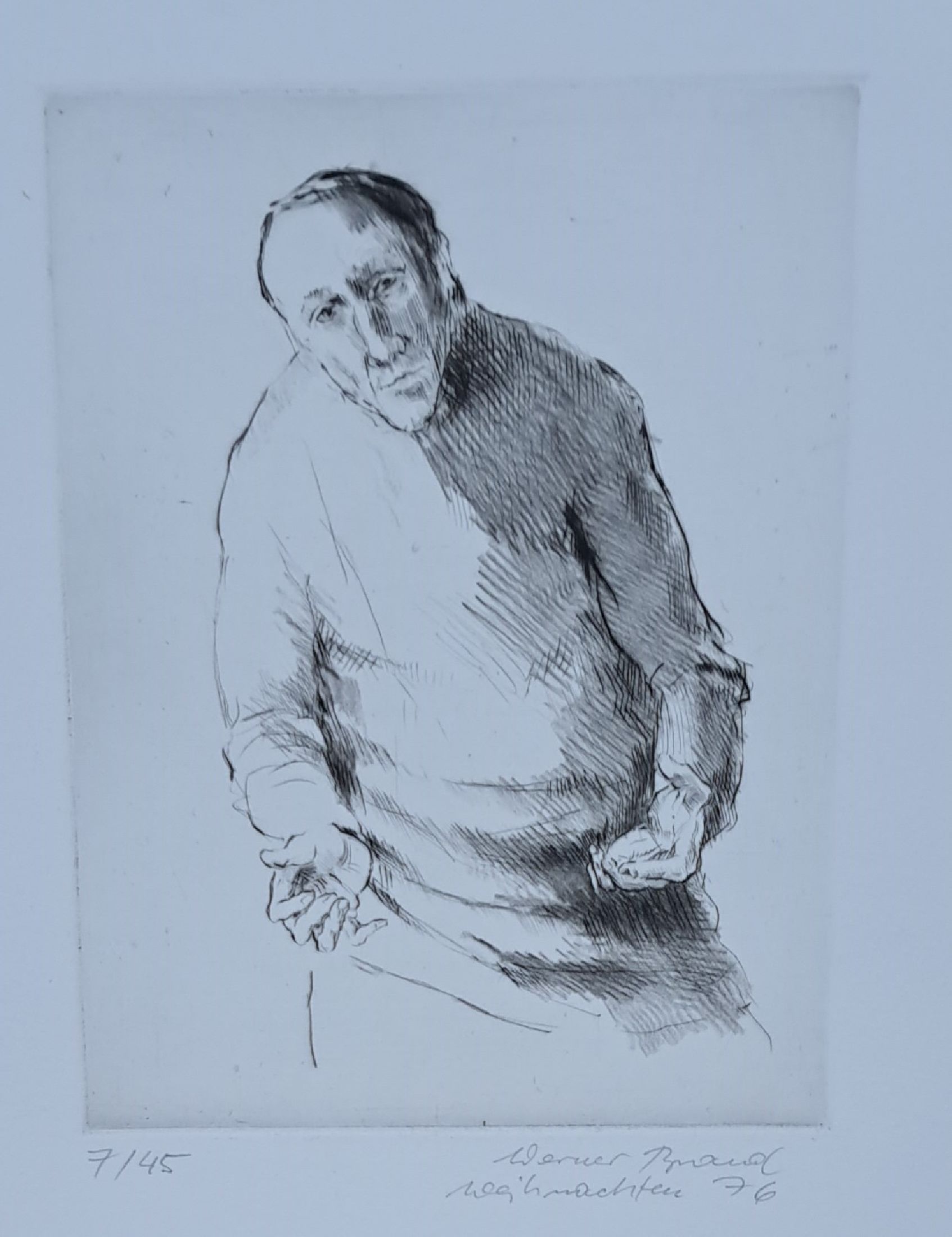 Detail b: Werner Brand, 1933 Löbau-2021 Hochstadt, 5 Radierungen: "Weihnachten 76" Ed. 7/45, "bei Herxheim" 1974 Probedruck, ...