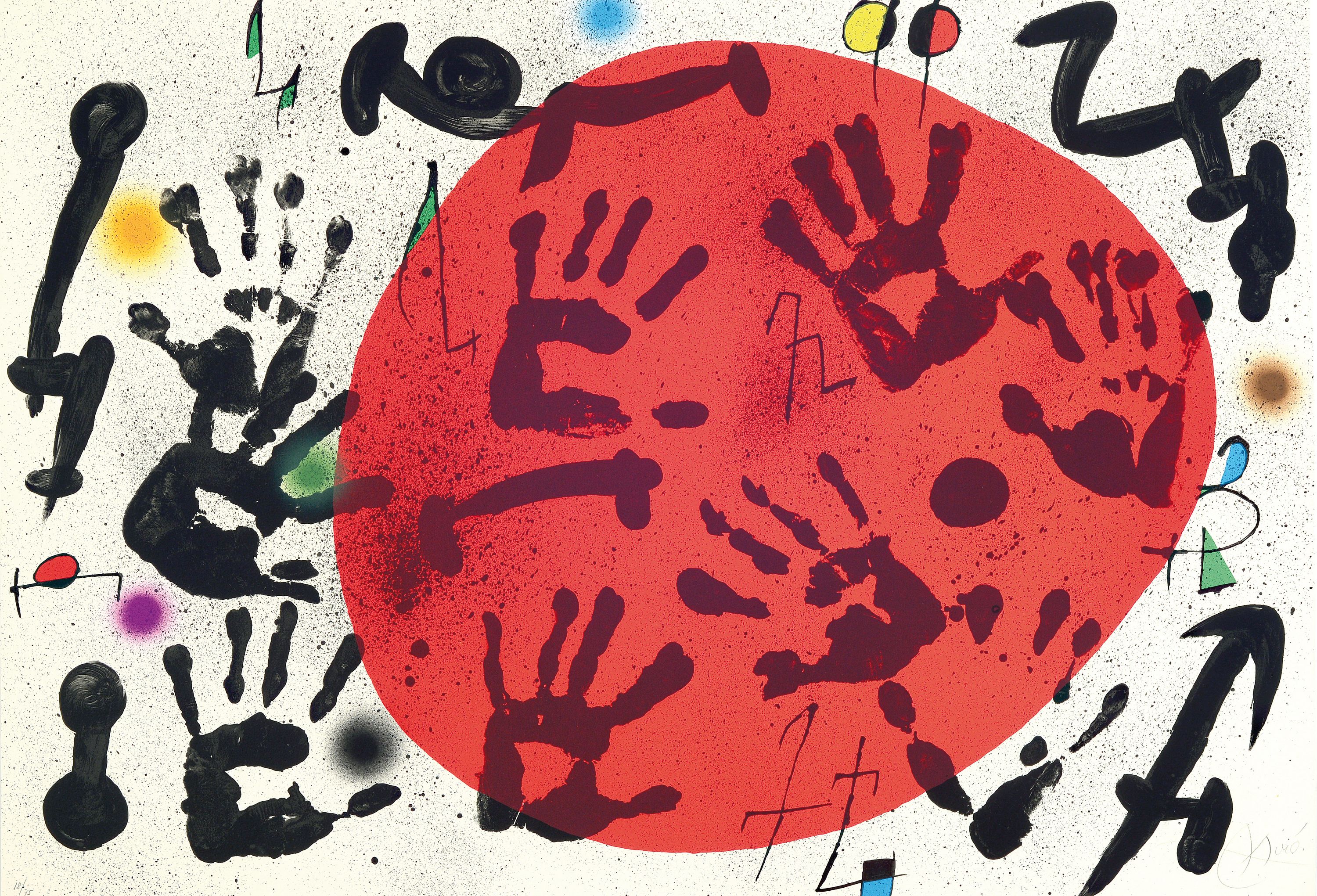 Joan Miro, 1893 Barcelona-1983 Palma, Farblithographie, "Les Aguelles del Pastor", 1973, Ed. 18/75, handsigniert, ungerahmt, l. gebräunt, ...