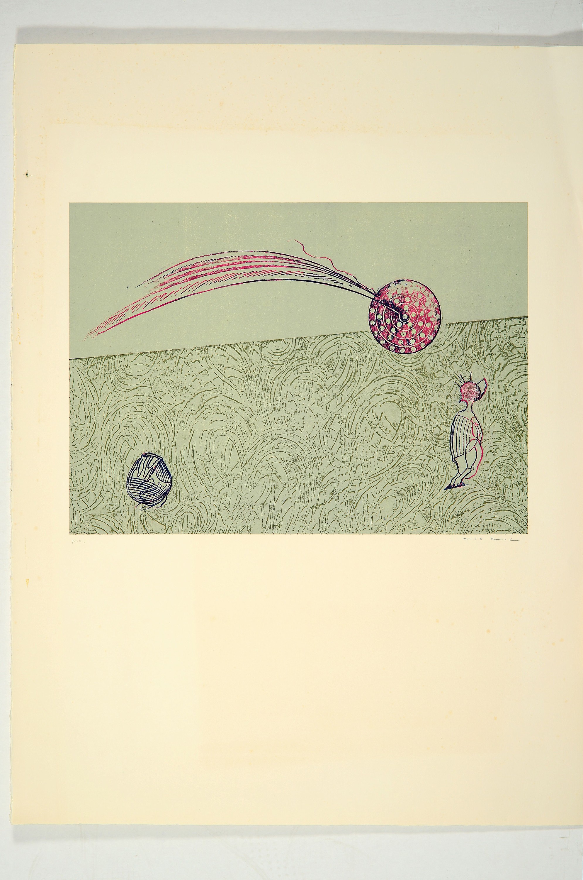 Detail k: Max Ernst, 1891 Brühl - 1976 Paris, Farblithographie, ohne Titel, Ed. e.a., handsigniert, erschienen zu Werner Spies: Max Ernst-Collagen. Inventar ...
