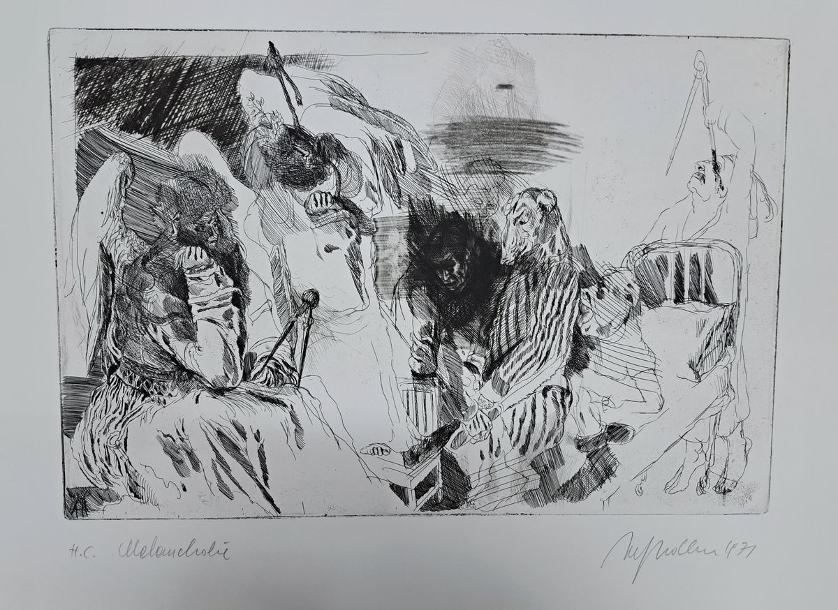 Alfred Hrdlicka, 1928-2009 Wien, 2 Radierungen, "Melancholie", 1971, H.C., Atelier Gerersdsorfer Wien, handsigniert und datiert, ohne ...