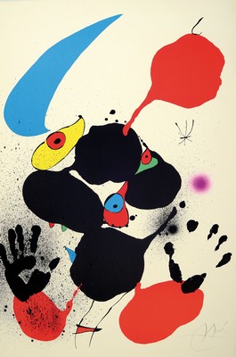 Image 26713224 - Joan Miro, 1893 Barcelona-1983 Palma, color lithograph, #"Godalla#", 1973, Ed. 21/75, handsigned, unframed, slight browned, sheet 82x58 cm, from a private collection