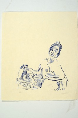 Image 26713230 - Oskar Kokoschka, 1886 Pöchlarn/Austria - 1980 Montreux, color lithograph on Japan, #"Snake Charmer#", monogrammed in print, signed, Ed. II/XL, sheet 52x44 cm