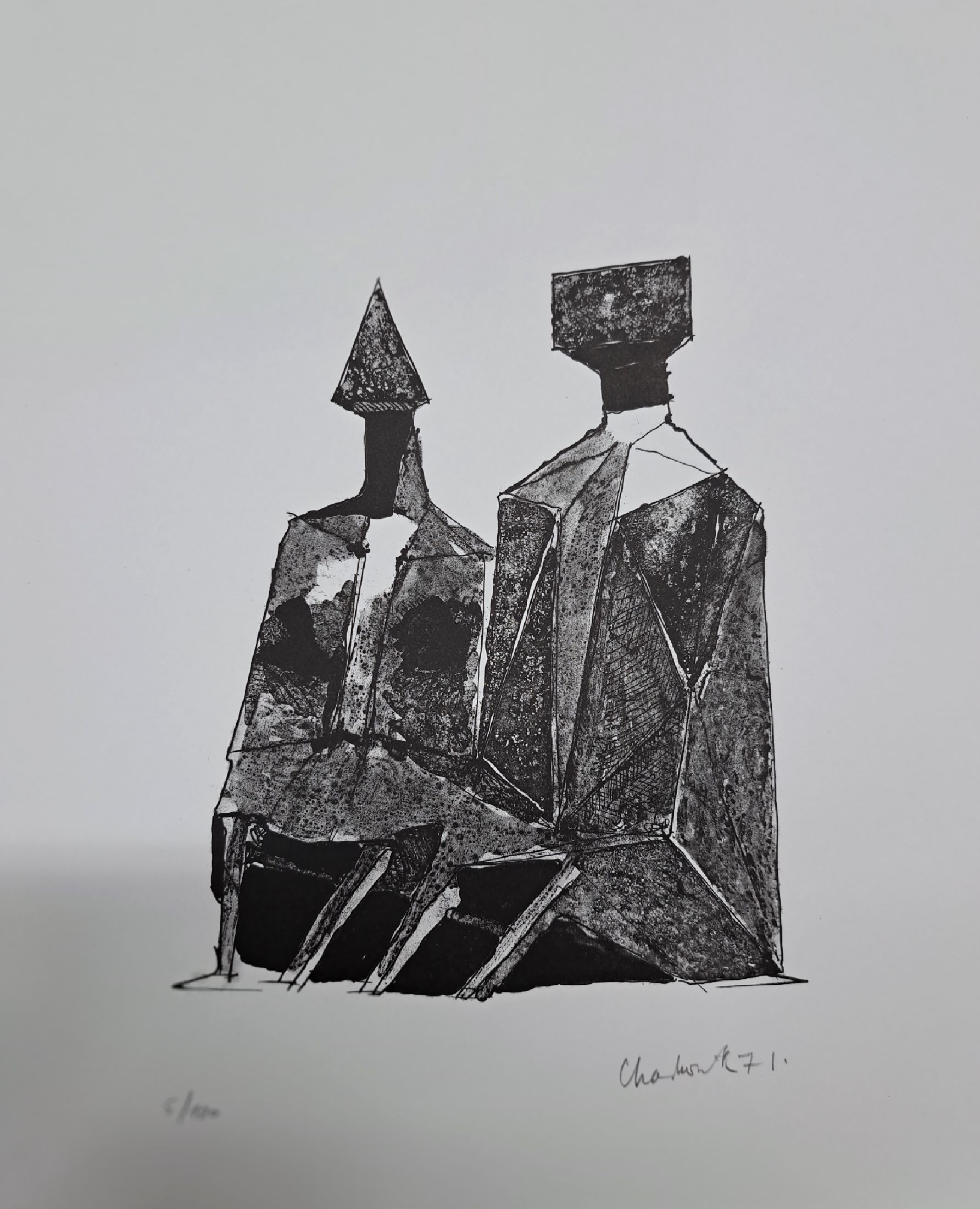 Detail c: Mappenwerk: Fünf Bildhauer, St. Gallen, Erker 1975, 5 orig. Lithographien der Künstler Lynn Chadwick, Bernhard Heiliger, Toni Stadler, Günther ...