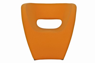 Image 26713825 - Moroso designer armchair, Model: Little Albert by Ron Arad, orange fabric cover, freestanding, cover removable with zipper, signs of age and use, approx. 75x75x68 cm