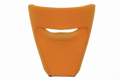 26713825a - Moroso designer armchair, Model: Little Albert by Ron Arad, orange fabric cover, freestanding, cover removable with zipper, signs of age and use, approx. 75x75x68 cm