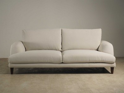 Image 26713888 - Comforty Design Sofa, model: Compactowa, 2- seater, white fabric covers, loose cushions, on wooden legs, freely positionable, approx. 83x95x204 cm
