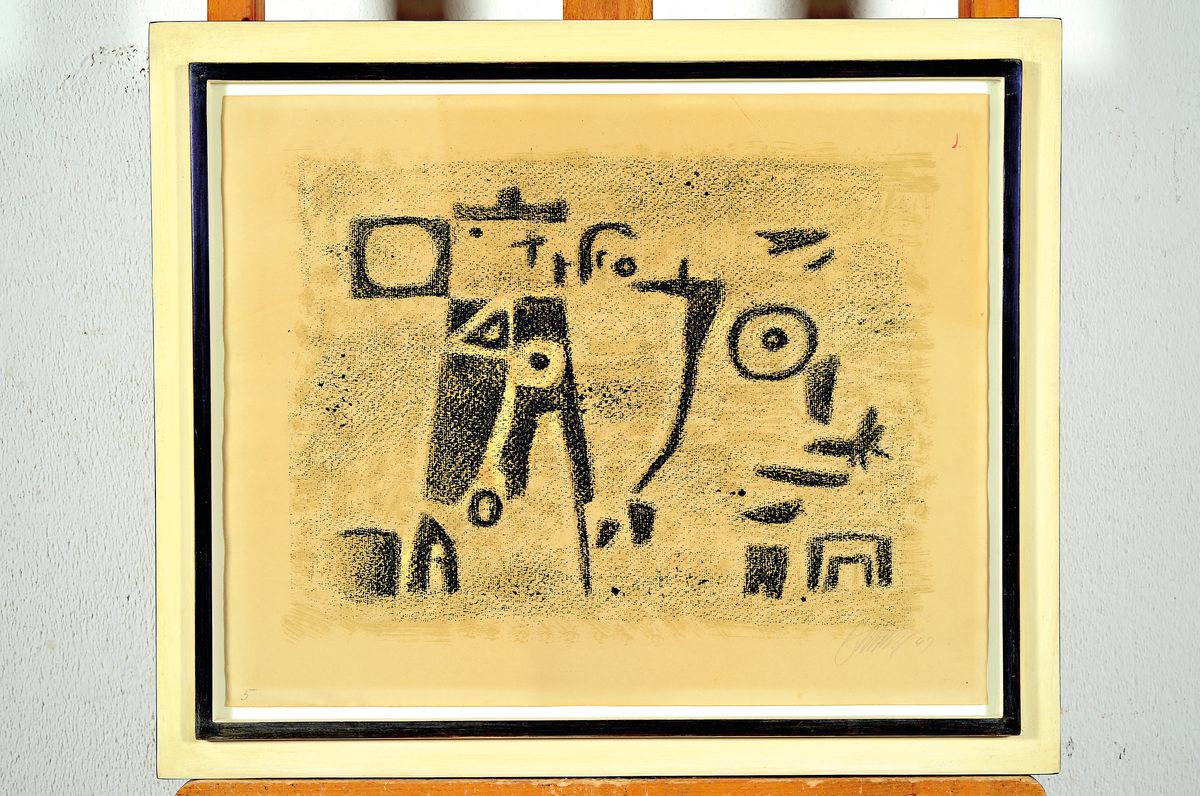 Willi Baumeister, 1889-1955 Stuttgart, Lithographie auf dickem Japan, "Nicht lässt das Schicksal sich hindern", 1947, Blatt 5 ausder Folge ...