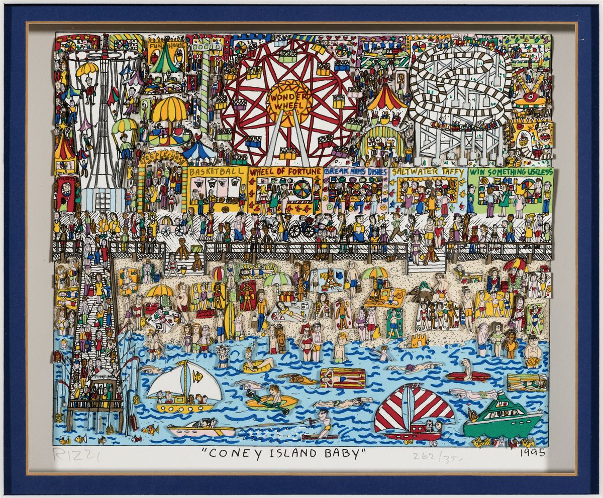 Detail k: James Rizzi, 1950 - 2011 New York, "Coney Island Baby", dreidimensionale Farblitho, handsigniert und num. 262/350, aus 1995, PP.-Ausschnitt ...