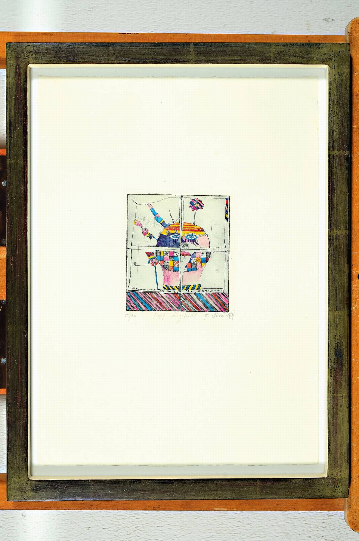 Detail l: Bernd Kastenholz, geb. 1949 Speyer, Zeichnung/Mischtechnik "ein Ring morgen 1000" 21x19 cm, 2 Radierungen, "gekreuzt" Ed. 1/30, ...