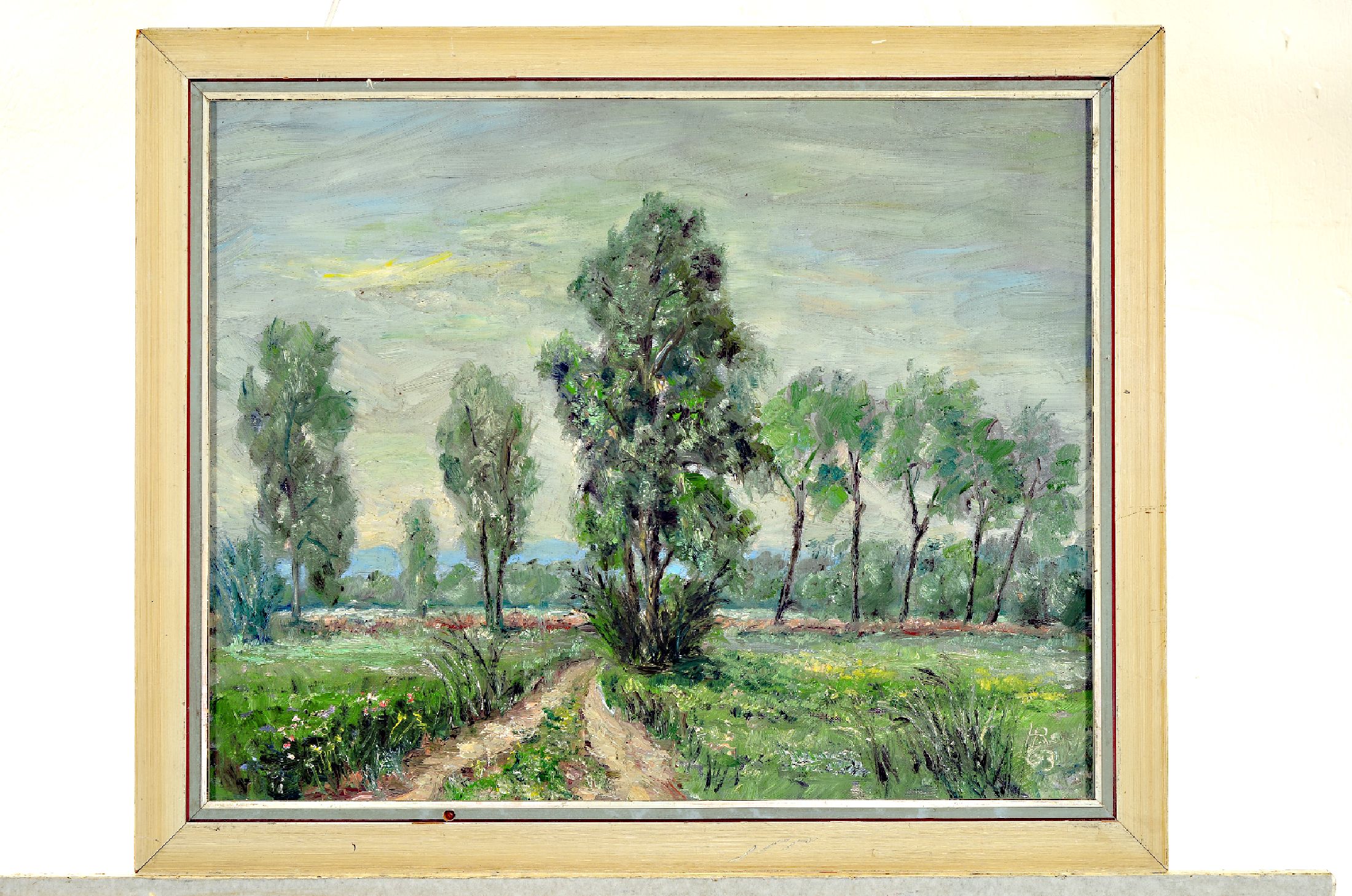 Heinz Reiss, 1923-2012 Haßloch, Landschaft mit Baum besandenem Weg, Öl/Lwd, rechts unten monogr. und dat. 63, ca. 40x50cm, R. ca. 47x57cm