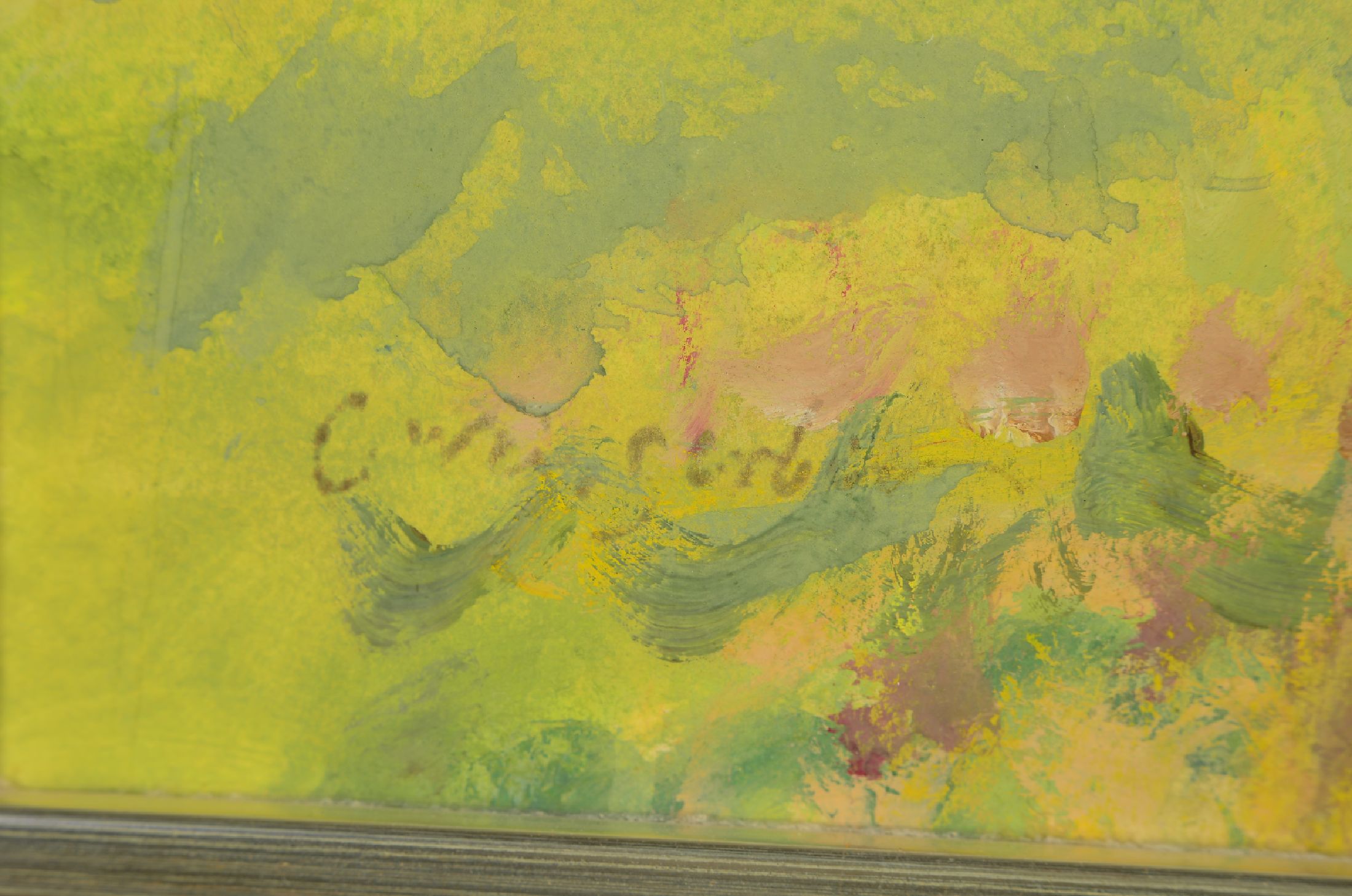 Detail a: Carl Weisgerber, 1891 Ahrweiler-1968 Düsseldorf, Beim Pferderennen, Gouache auf Papier, links unten signiert, ca. 49x71cm, u.Gl. (dieses besch.), R. ...