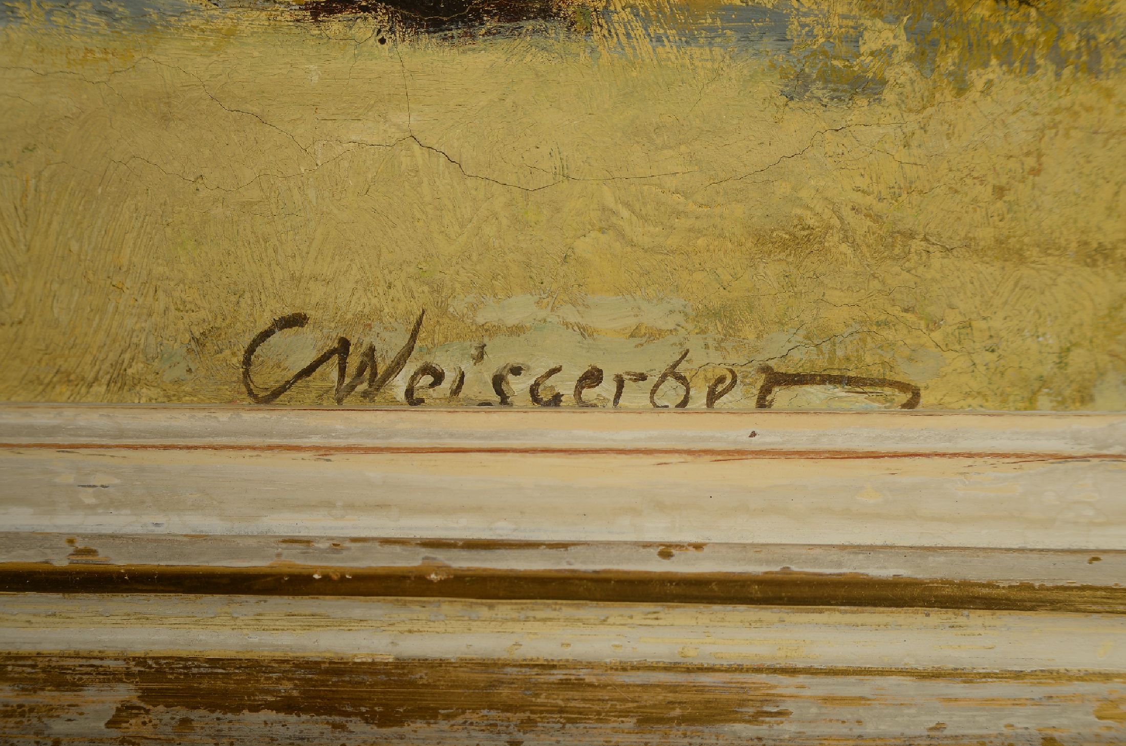 Detail a: Carl Weisgerber, 1891 Ahrweiler-1968 Düsseldorf, Besucher auf einer Terrasse mit Pavillon, Öl/Lwd, re. u. sign., ca. 50x60cm, R. ca. 60x70cm, ...