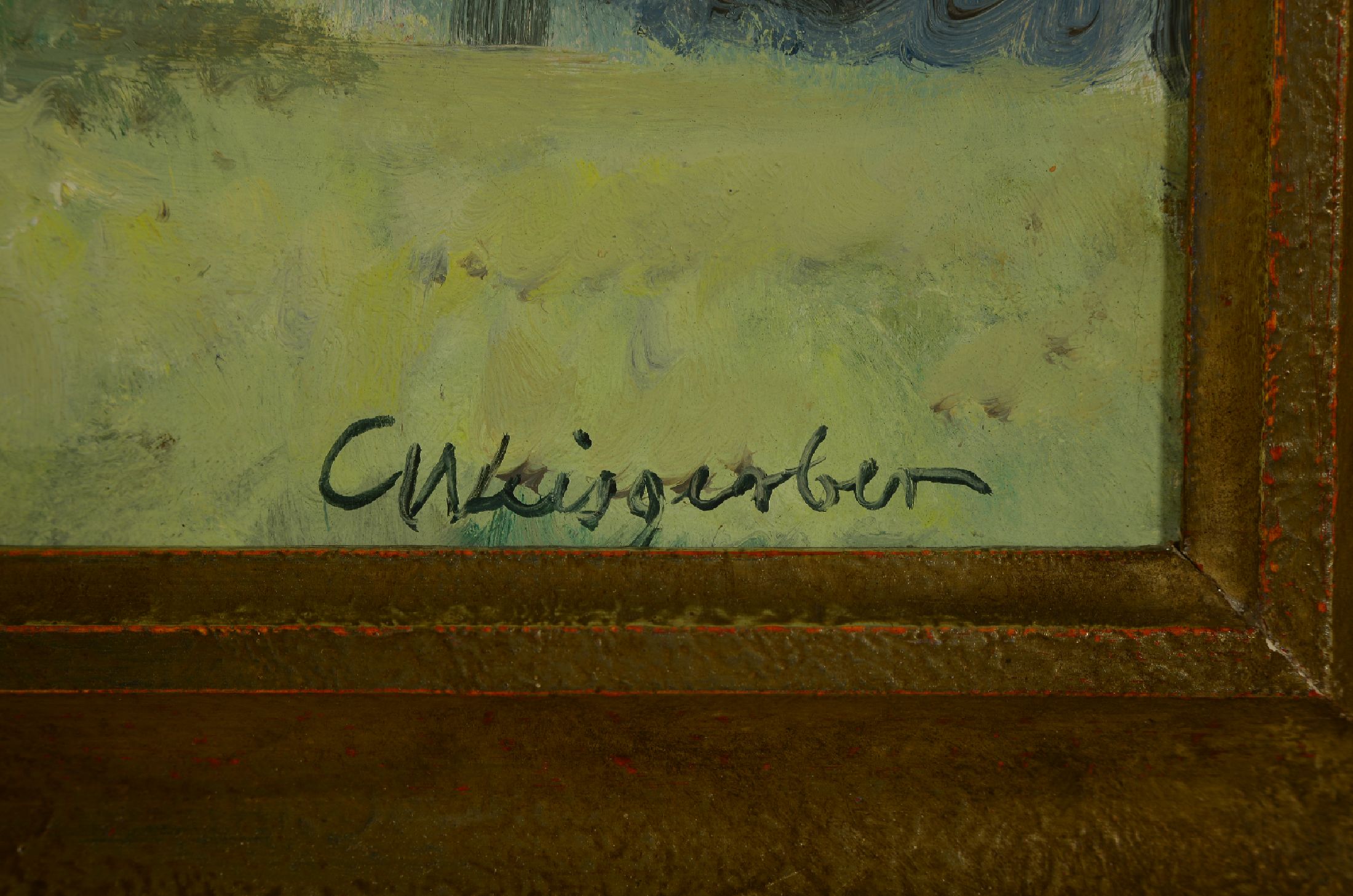 Detail c: Carl Weisgerber, 1891 Ahrweiler-1968 Düsseldorf, 2 Arbeiten in Öl/Lwd, 1) drei Tauben, re. u. sign., ca. 50x60cm, R. ca. 60x 70cm, 2) Gänsefamilie ...