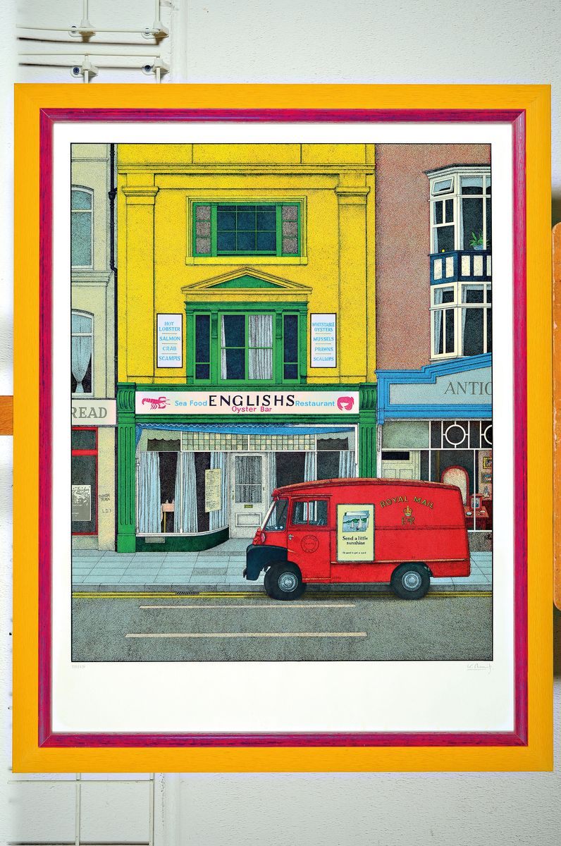 Klaus Moritz zwei Farbsiebdrucke, "Post Office Store" und "Englishs Oyster Bar", beide handsigniert, num. 181/250 und 182/250, ...
