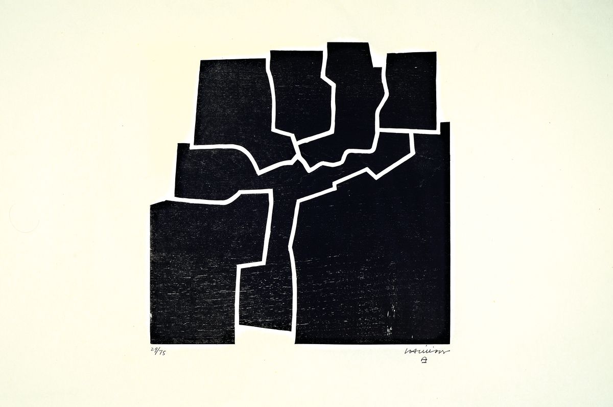 Eduardo Chillida, 1924-2002 Donostia-San Sebastian/Spanien, Mappenwerk "Beltza", mit 5 orig. Holzschnitten auf feinem Japan, 1969, Ed. ...