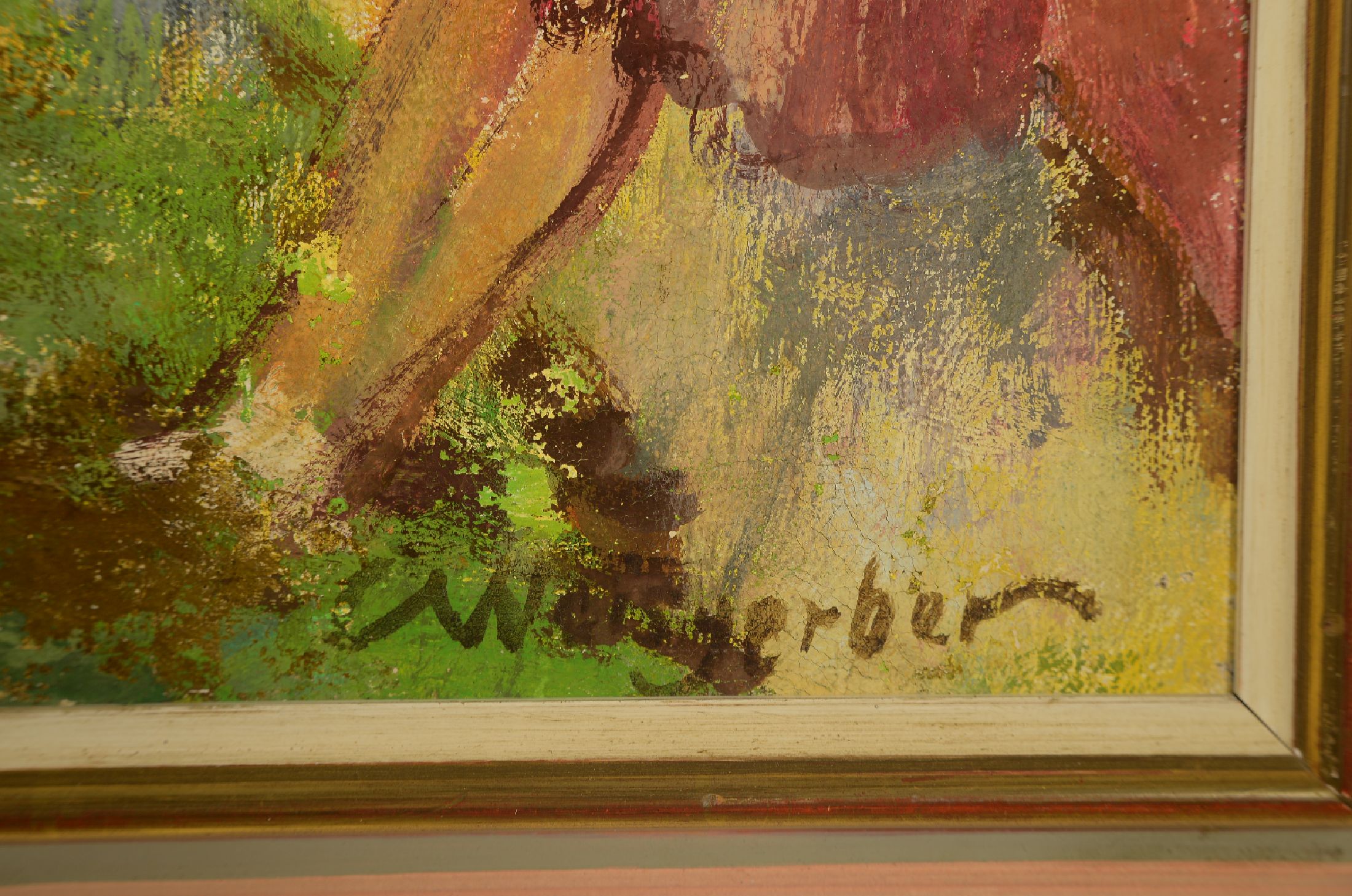 Detail a: Carl Weisgerber, 1891 Ahrweiler-1968 Düsseldorf, Im Zirkus, Pferde in der Aussenmanege, Öl/Hartfaser, rechts unten sign., ca. 79.5x99.5cm, R. ca. ...