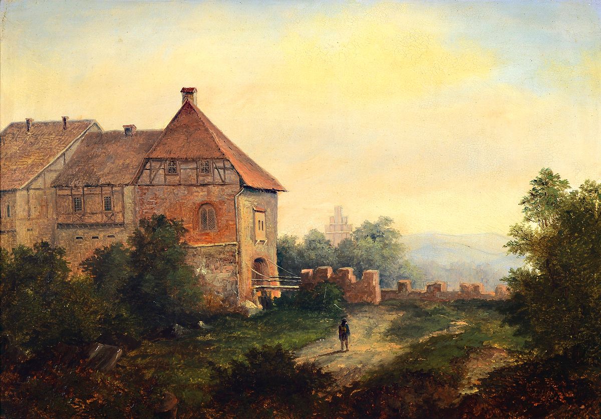 Spätromantiker der 2. Hälfte des 19.Jh, signiert F. Hrd, Zwei Pendants, Flusslandschaft mit Fischern und Burganlage mit Wanderer, Öl/Lwd, ...