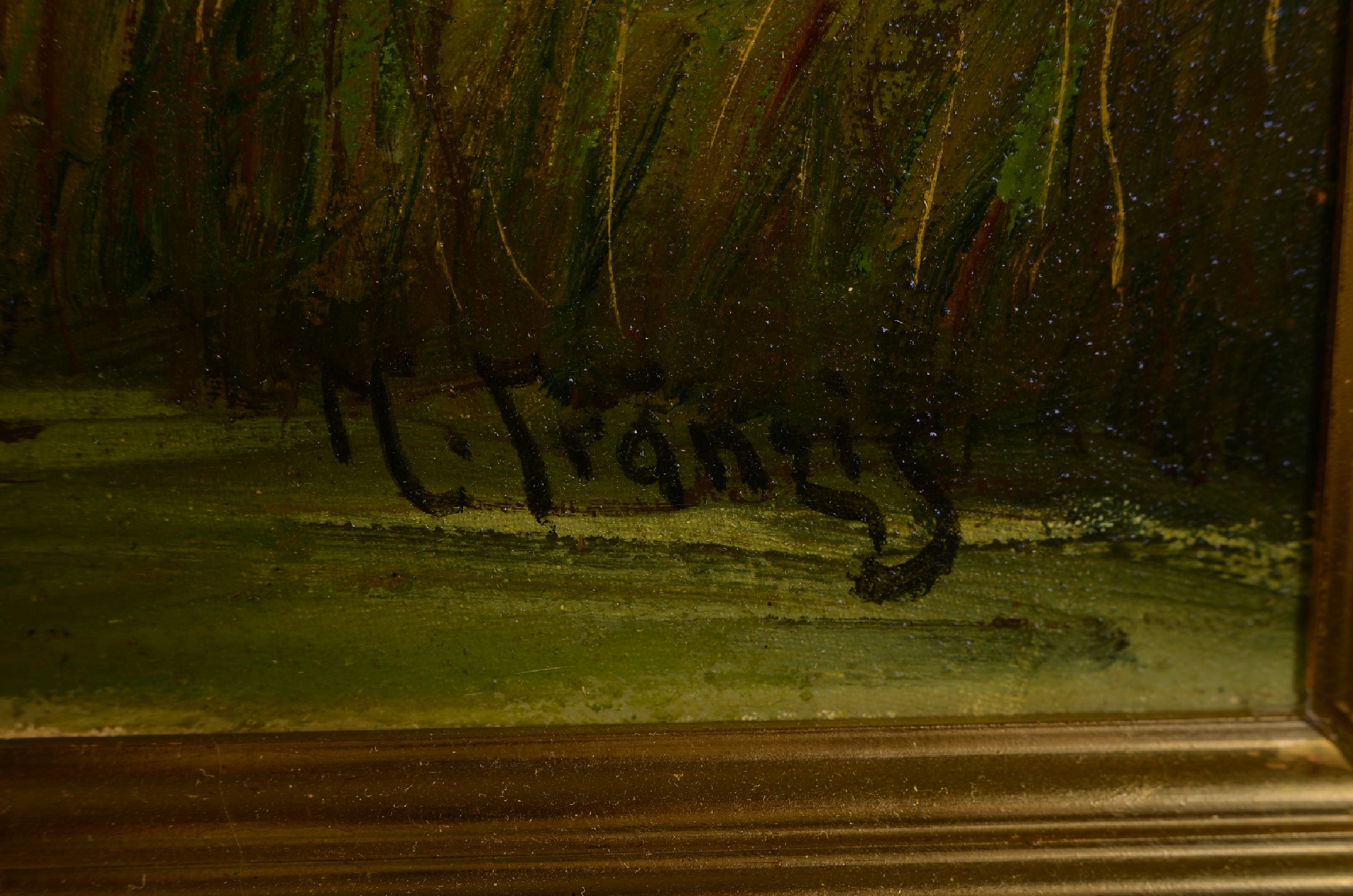 Detail a: M. Fränzis, um 1900/20, Landschaft im Abendrot, Öl/Lwd, re. unten signiert, ca. 54 x80 cm, Rahmen ca.75 x 100 cm, Rahmen l. best.